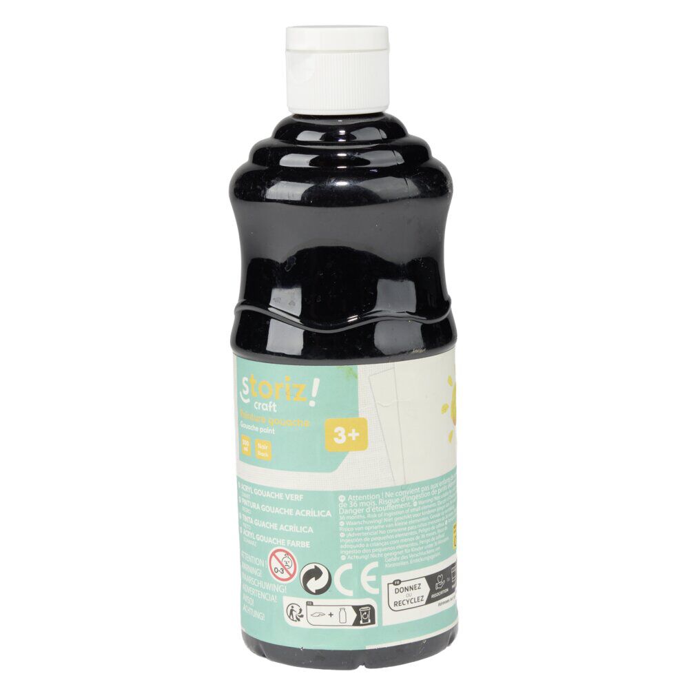 Peinture gouache acrylique 500ml noir