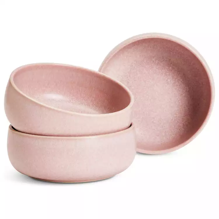 Habitat 3 Piece Reactive Stoneware Nibble Bowls - Pink