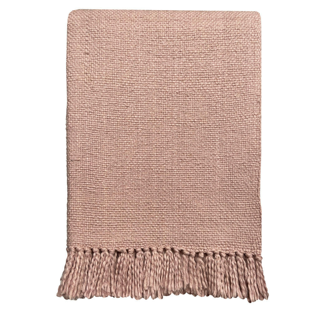 PLAID EN COTON - Plaid en coton rose poudré 127x152