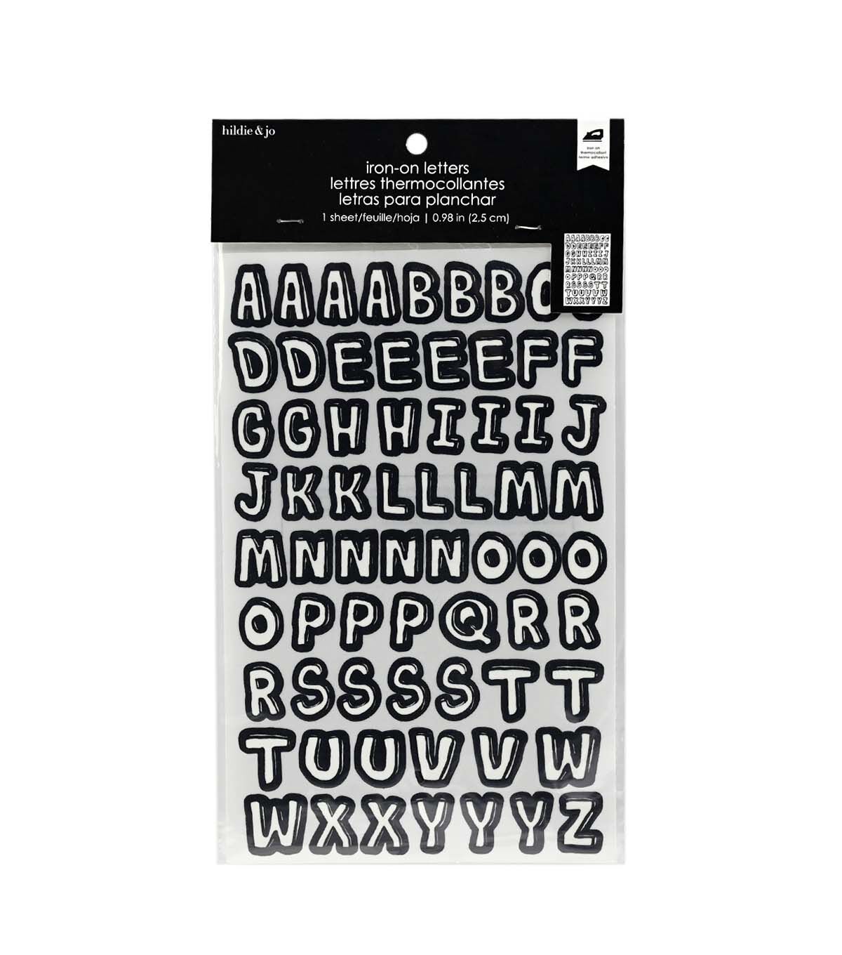 1 Black & White Bubble Iron On Letters 1 Sheet by hildie & jo
