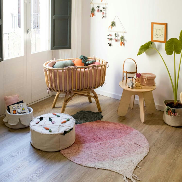 OLIETCAROL - Tapis coton enfant Radis rose 100x150cm