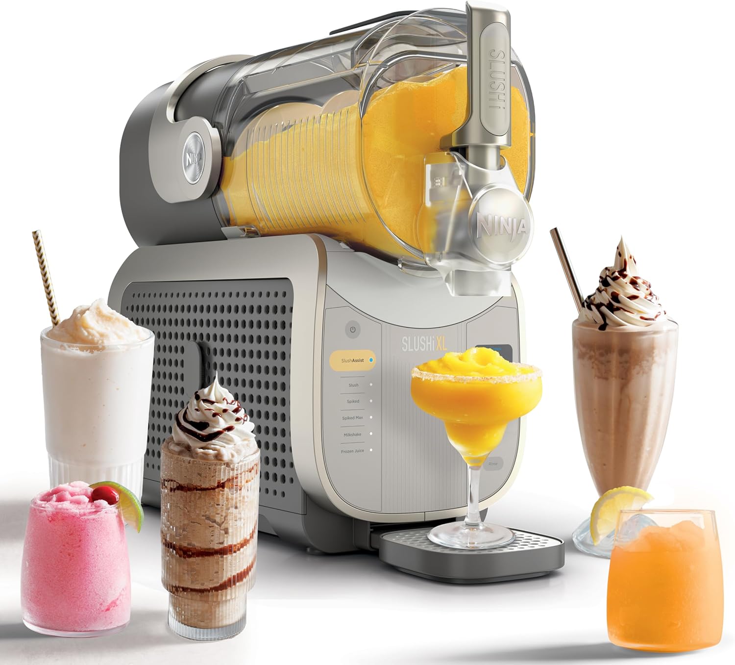 Ninja SLUSHi XL Smart Frozen Drink Maker & Slushi Machine | With SlushAssist Technology |128 oz. Capacity | Sodas, Margaritas, Frappes, Milkshakes & More | Crema | FS601BR