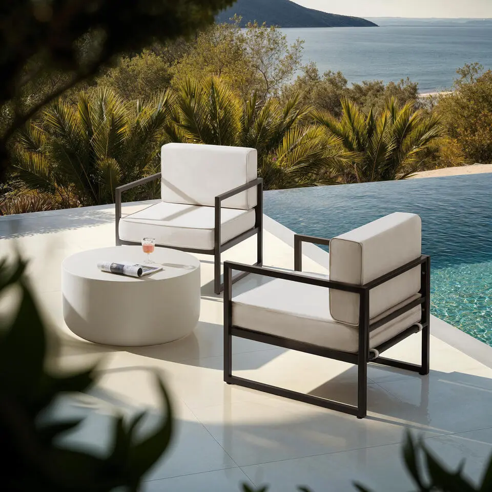 tectake - Tuin-loungefauteuil Comosa, XXL-kussens, Bruin / Beige