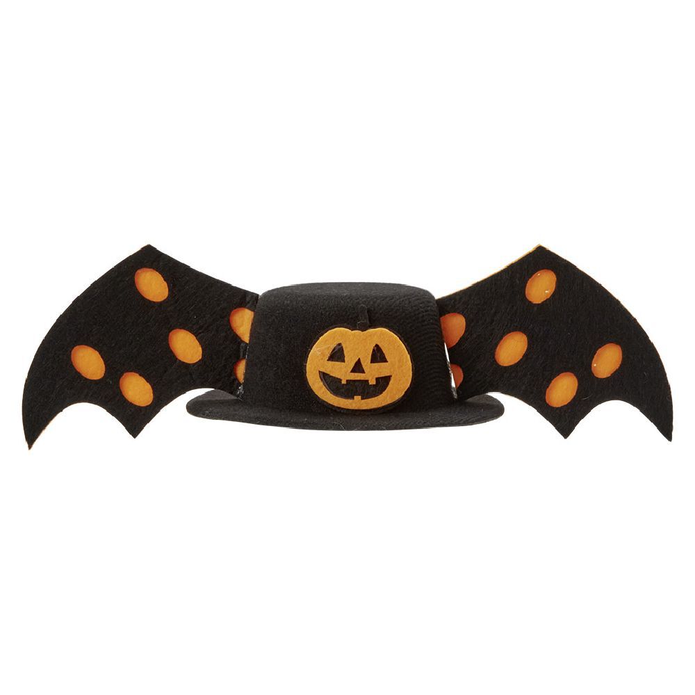 Chapeau chien avec ailes de chauve souris motif citrouille Halloween