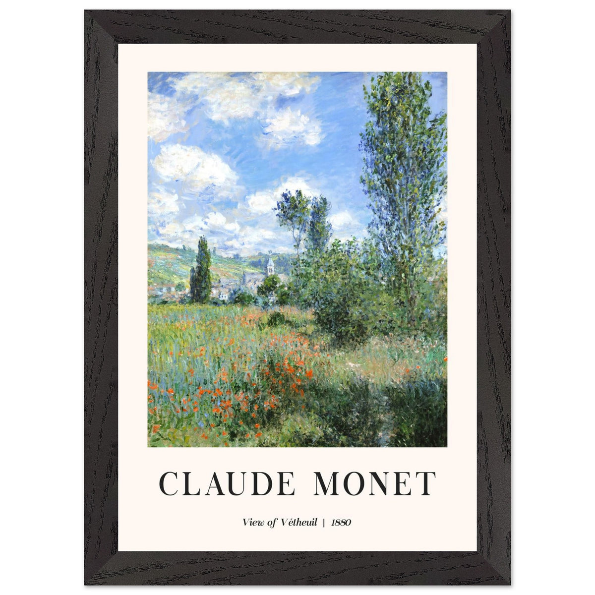 Artfulprints Poster met Lijst Claude Monet - View of Vétheuil II  - A4 21x29.7 cm - Groen