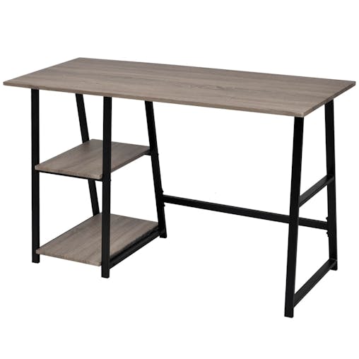 NNEVL Desk with 2 Shelves Grey and Oak