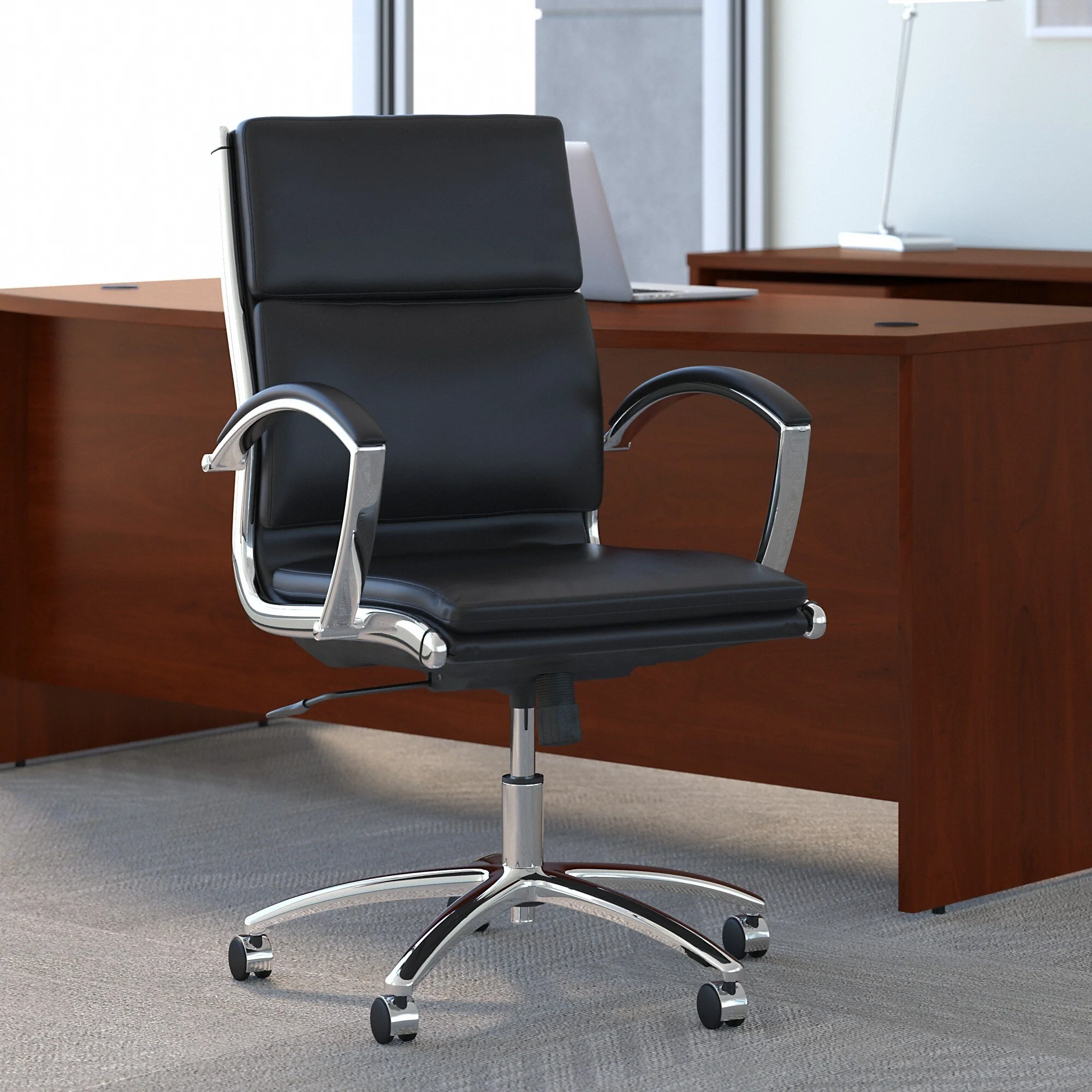 Cabot Mid Back Leather Executive Office Chair by Bush Furniture