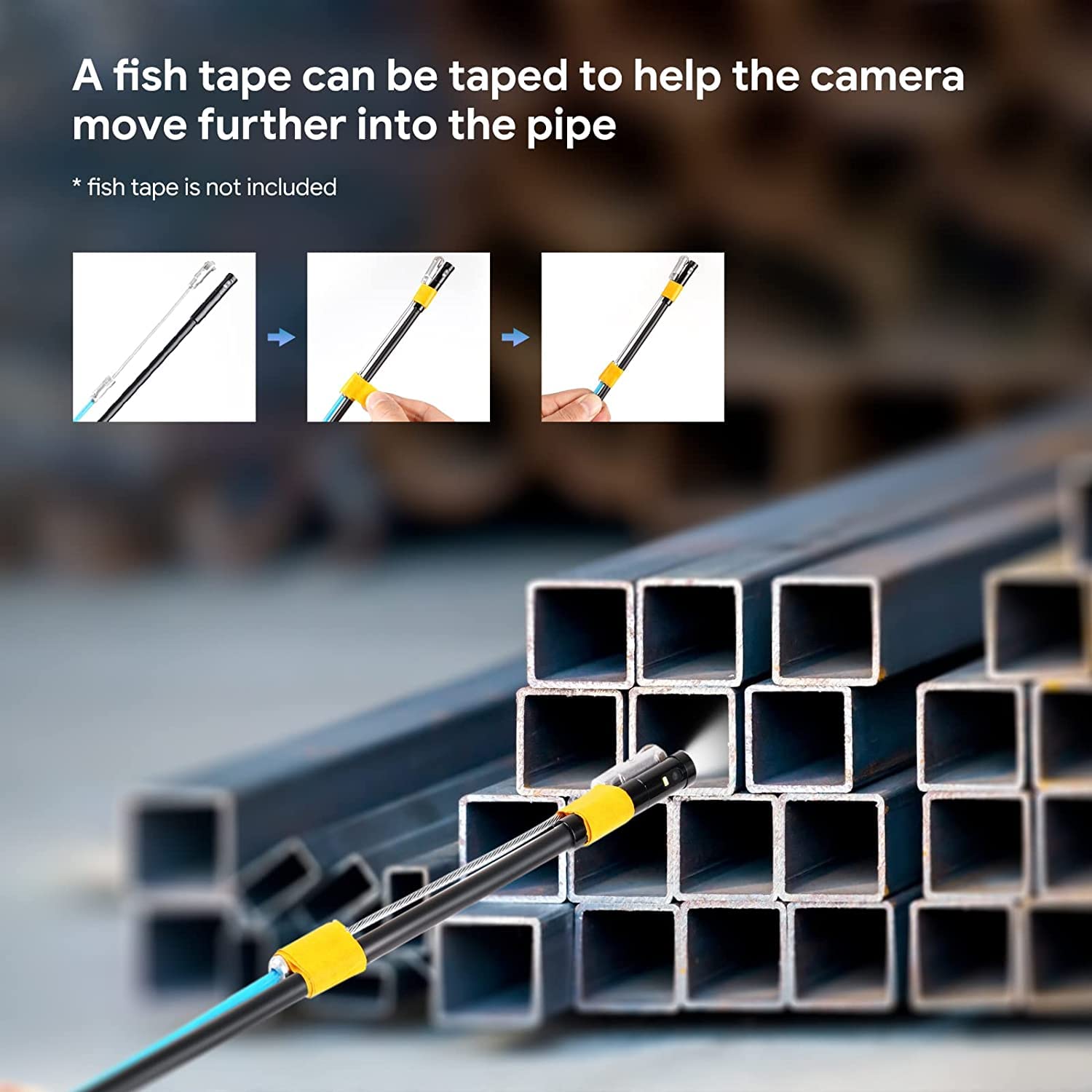 Triple Lens Endoscope Camera with Light with 50FT Semi-Rigid Cable, DEPSTECH 5 IPS Screen Sewer Inspection Camera, 1080P Industrial Borescope, Split Screen, Waterproof Drain Pipe Tool, Carrying Case