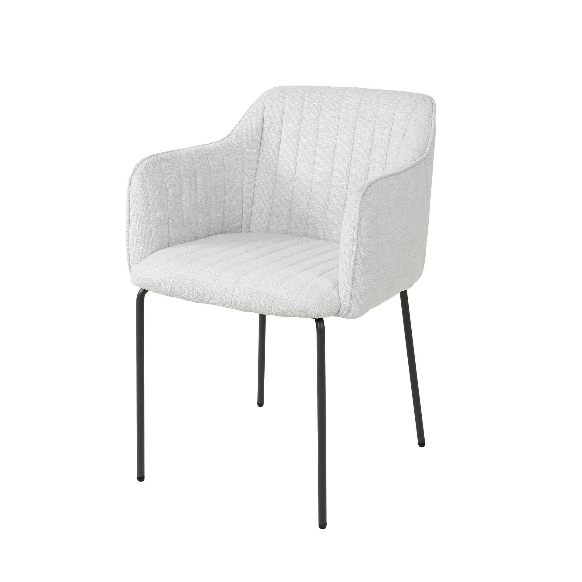 Fauteuil de table blanc en tissu à larges côtes (lot de 2) NOVA