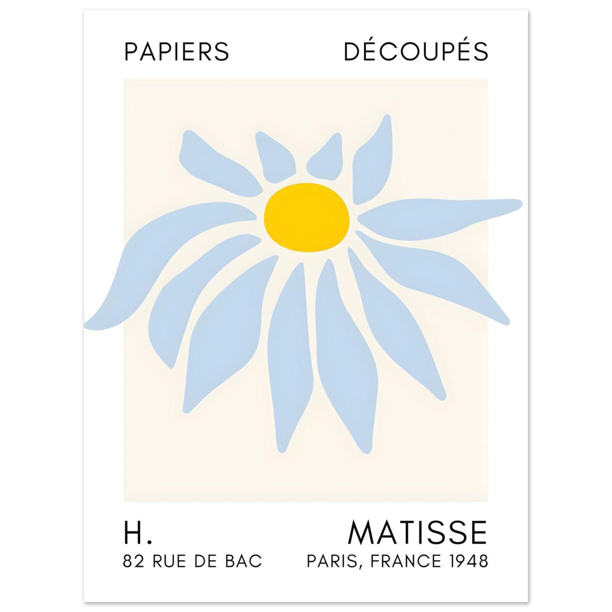 Artfulprints Poster Matisse – Deep sea dance light blue  - 30x40 cm - Blauw