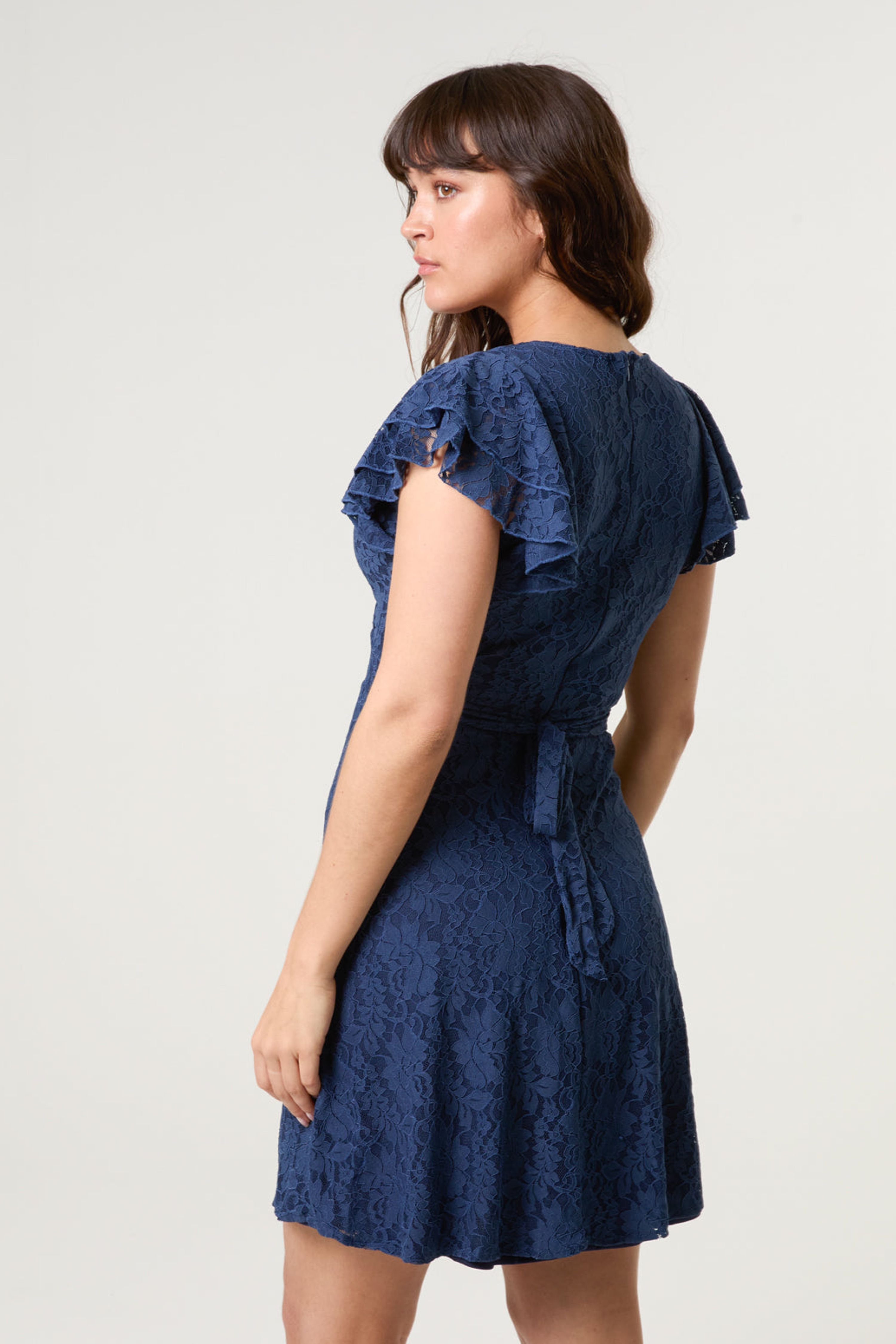 Blue Vanilla Navy Lace Angel Sleeve Dress