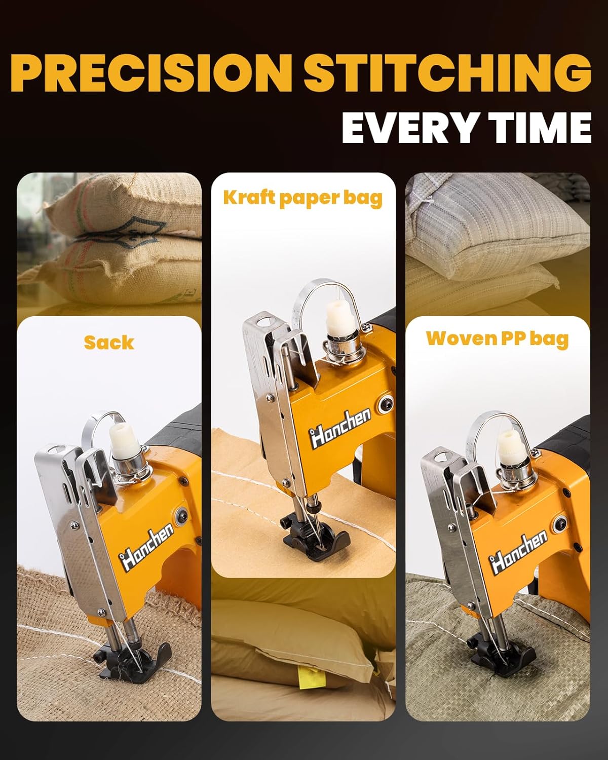 Hanchen Bag Sewing Machine High Speed Bag Sealing Machine Bag Closer Bag Closing Machine Bag Stitching Machine Industrial Sewing Machine Bag Stitcher for Sack Woven Kraft Paper Bag Sealing CE