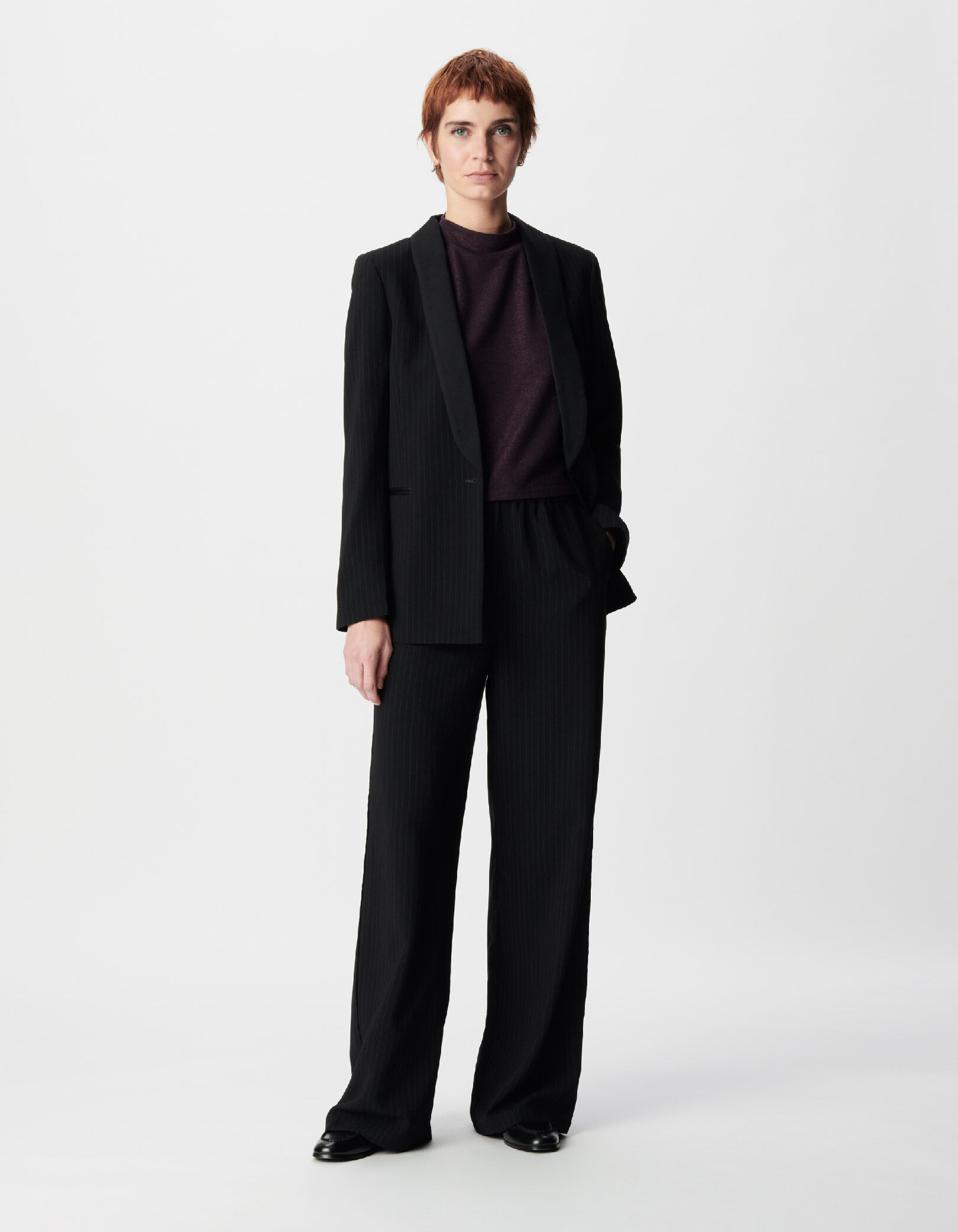 Veste de tailleur noir rayures tennis couleur Femme