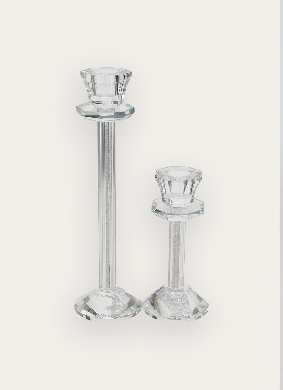 PETIT BOUGEOIR EN VERRE TRAVAILLÉ AVEC CRISTAUX TRANSPARENT