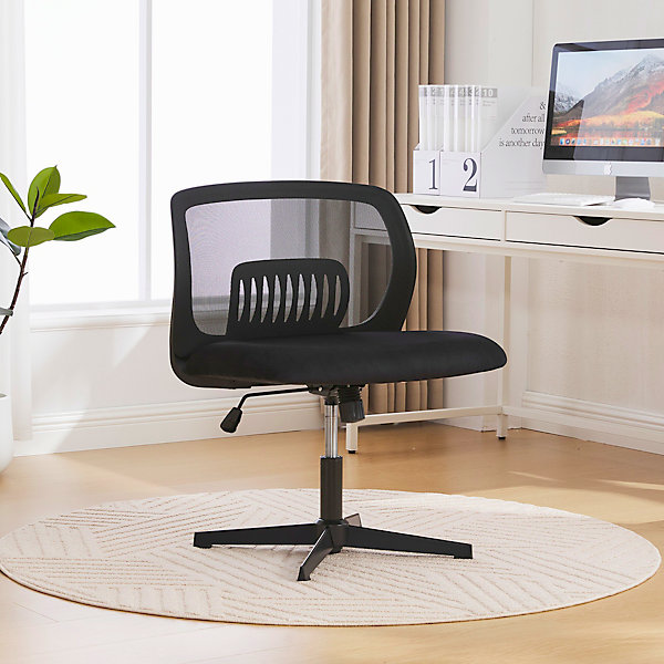 Chaise 61x55x73-85 cm assise 39-51 cm en velours sans accoudoirs pivotante 360 assise large rembourree