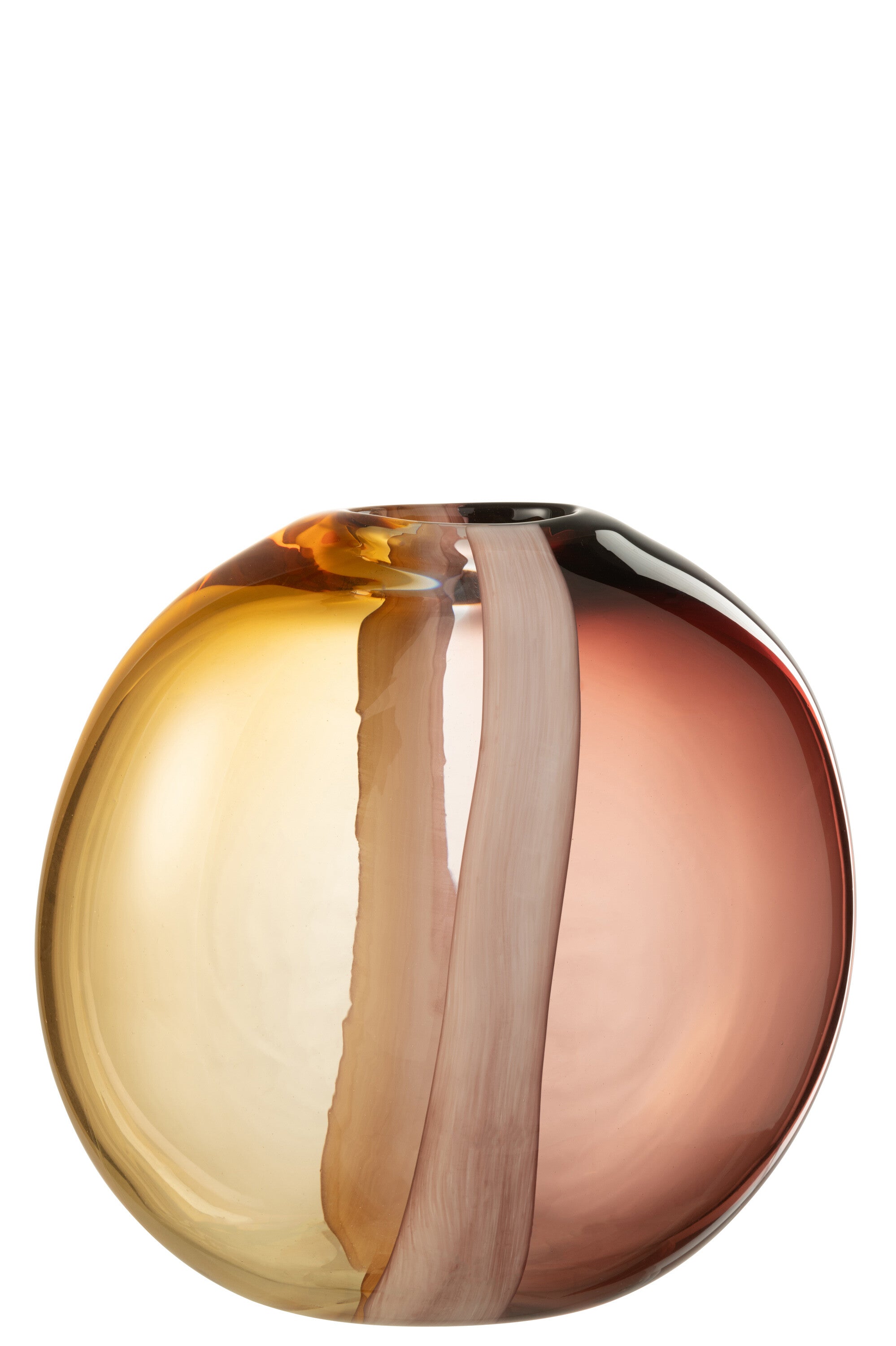 J-Line vaas Arun - glas - bruin geel - small - Ø 13.5 cm