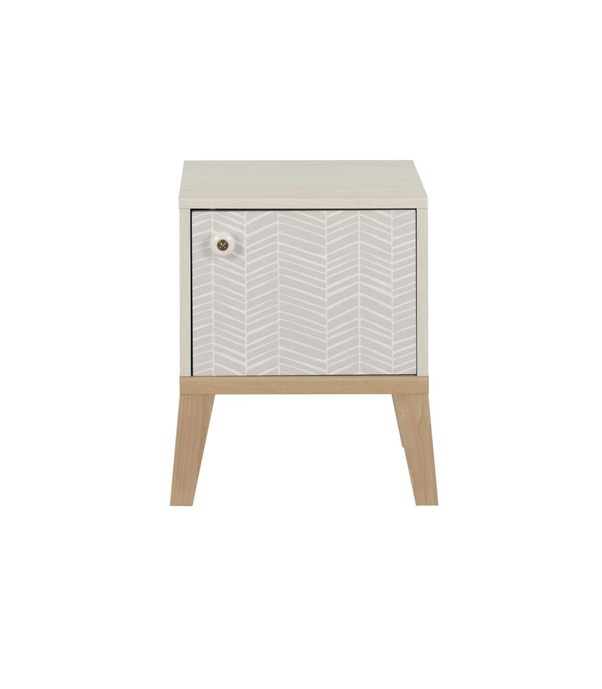 ALIKA - Chevet 1 porte pieds en hêtre H47cm - Beige