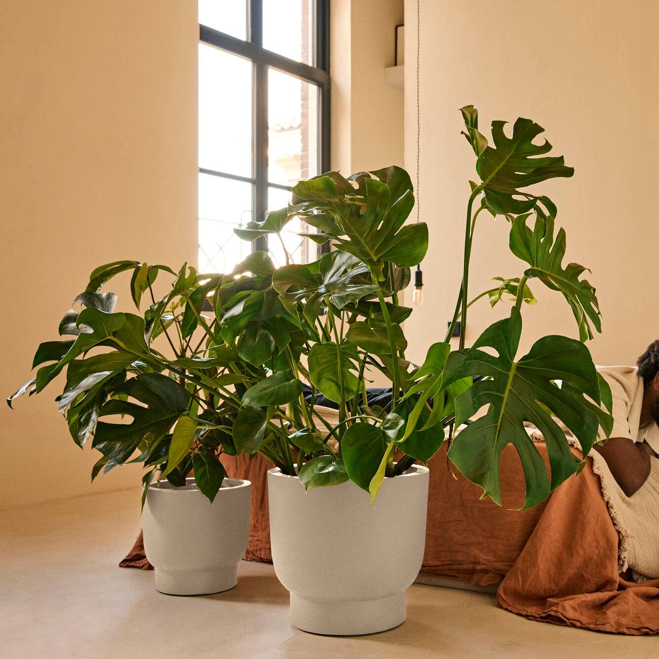 Elho Amber Grail 47 - Linnen wit - Ø 47 x H 45 cm - Binnen en Buiten -