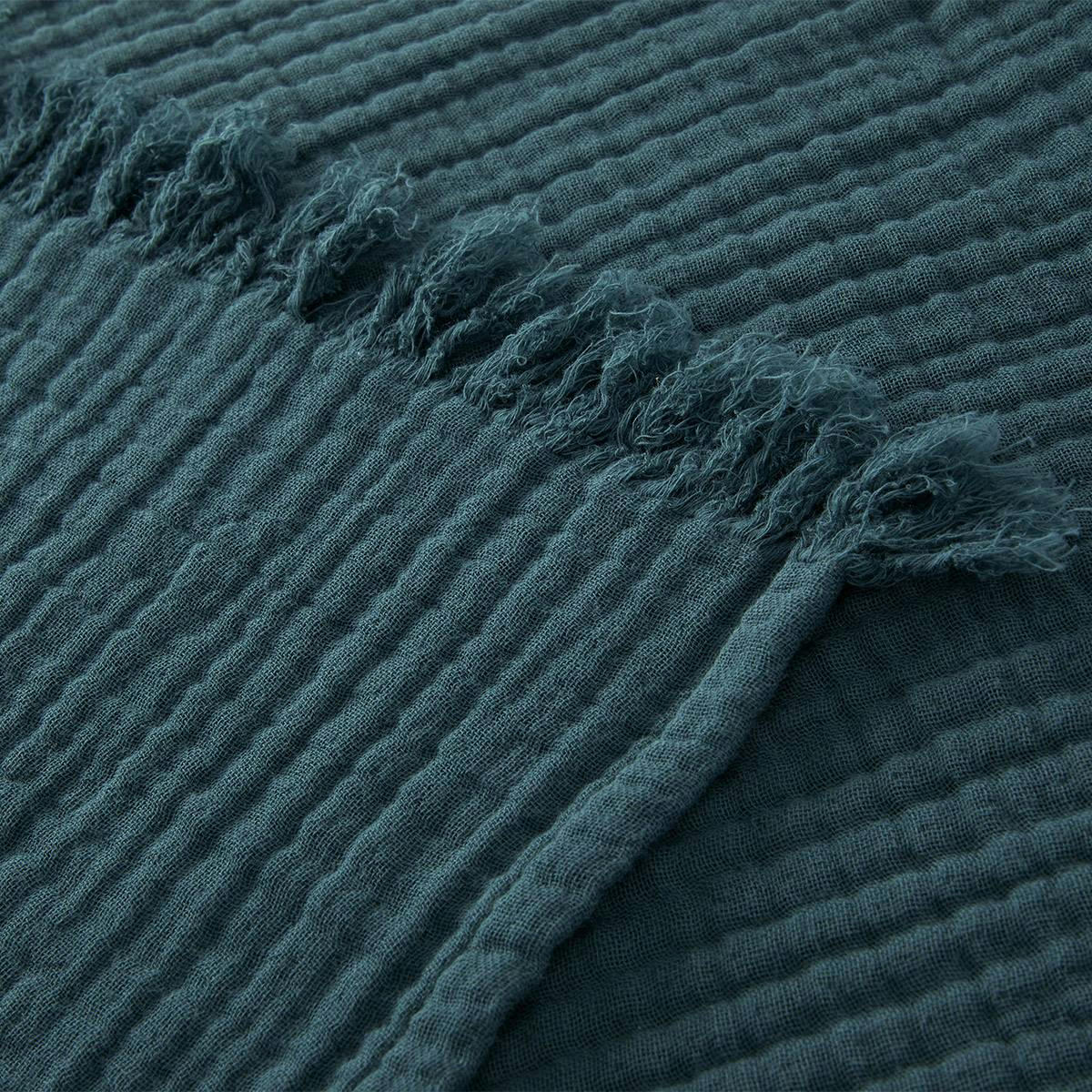 CYCLADES - Couvre lit en coton bleu 260 x 240 cm