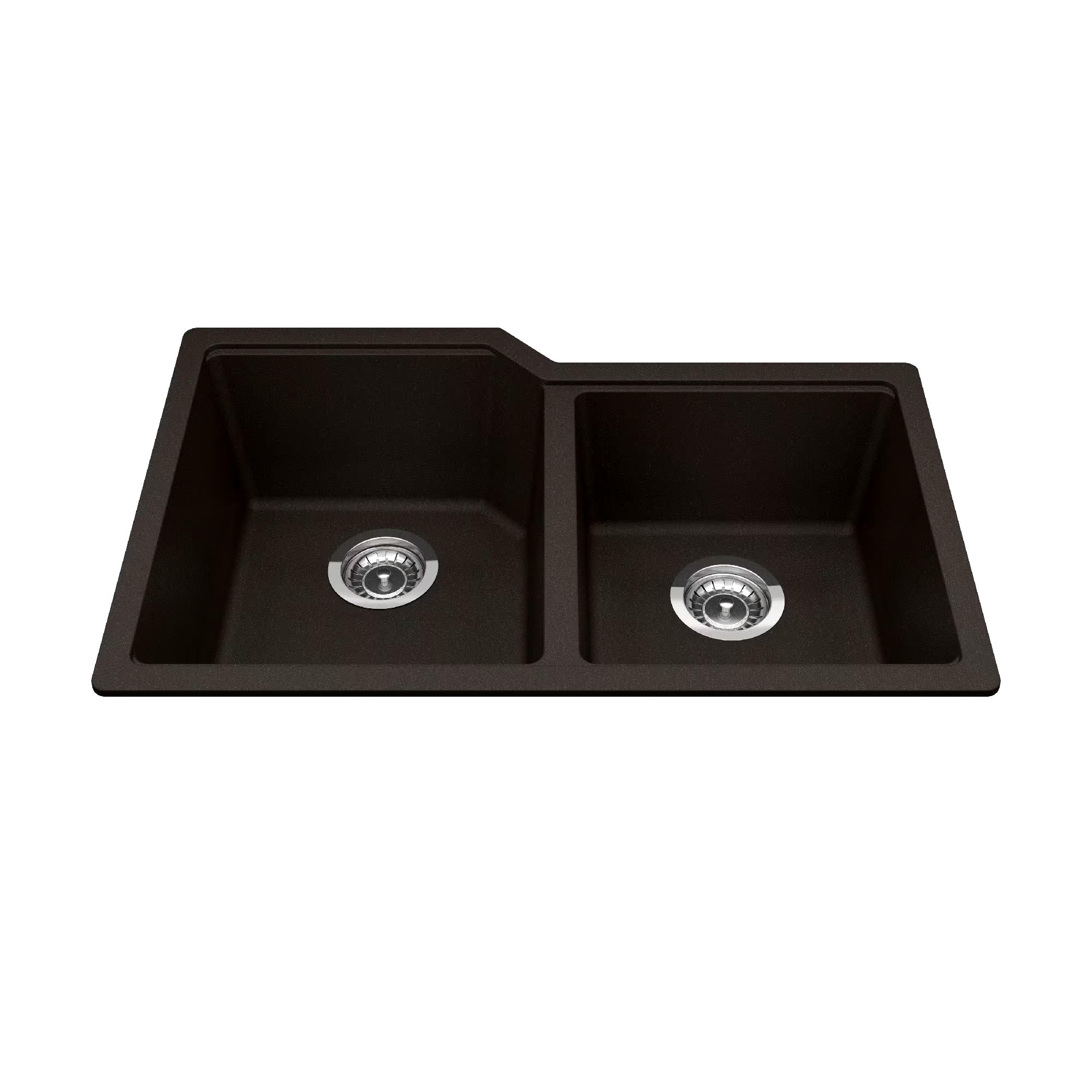 Kindred Urban Undermount Granite Double Bowl Kitchen Sink, 30.69-in x 19.69-in x 8.63-in, Mocha