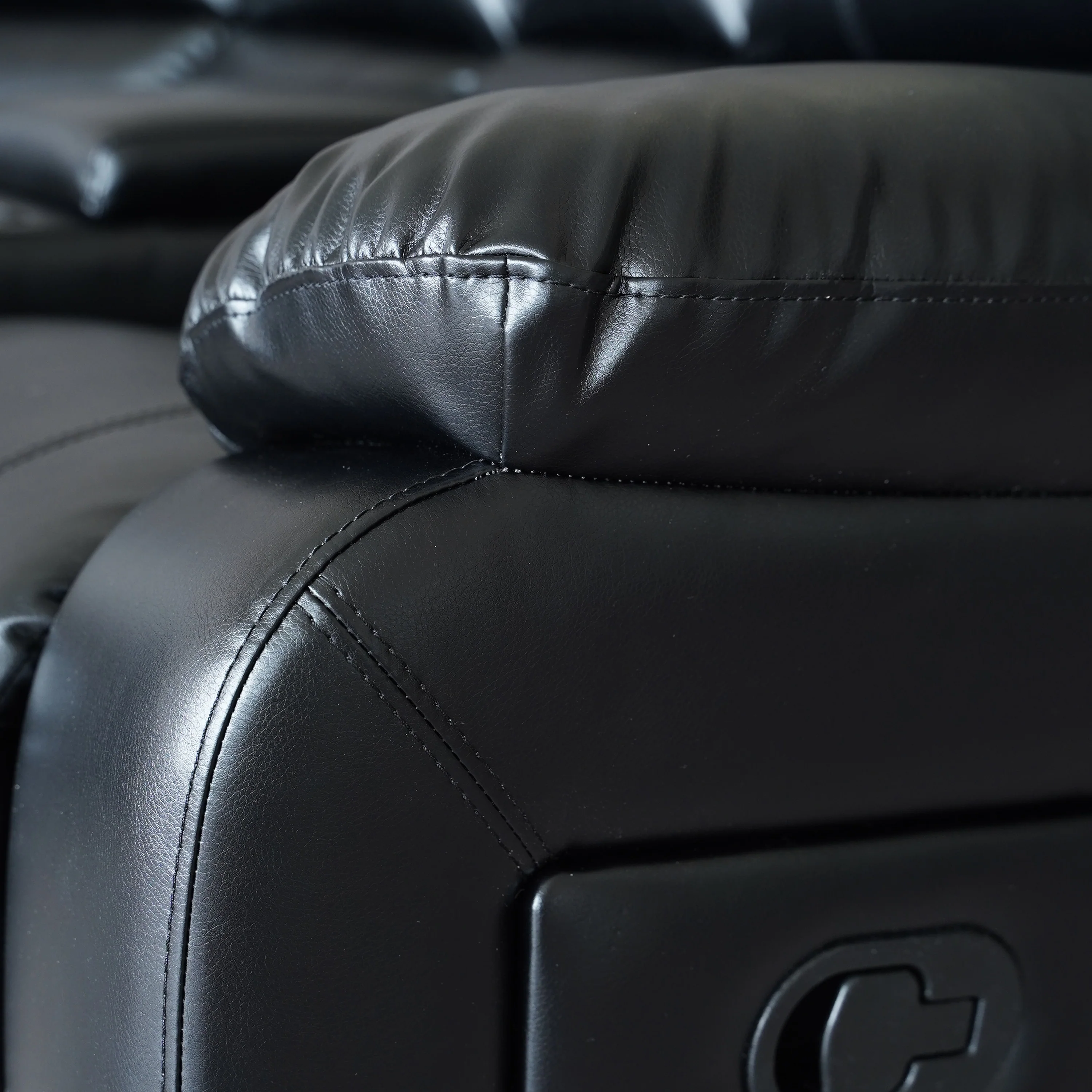 2-Piece Classic Faux Leather Manual Reclining Living Room Sofa Set with Console and Cup Holders