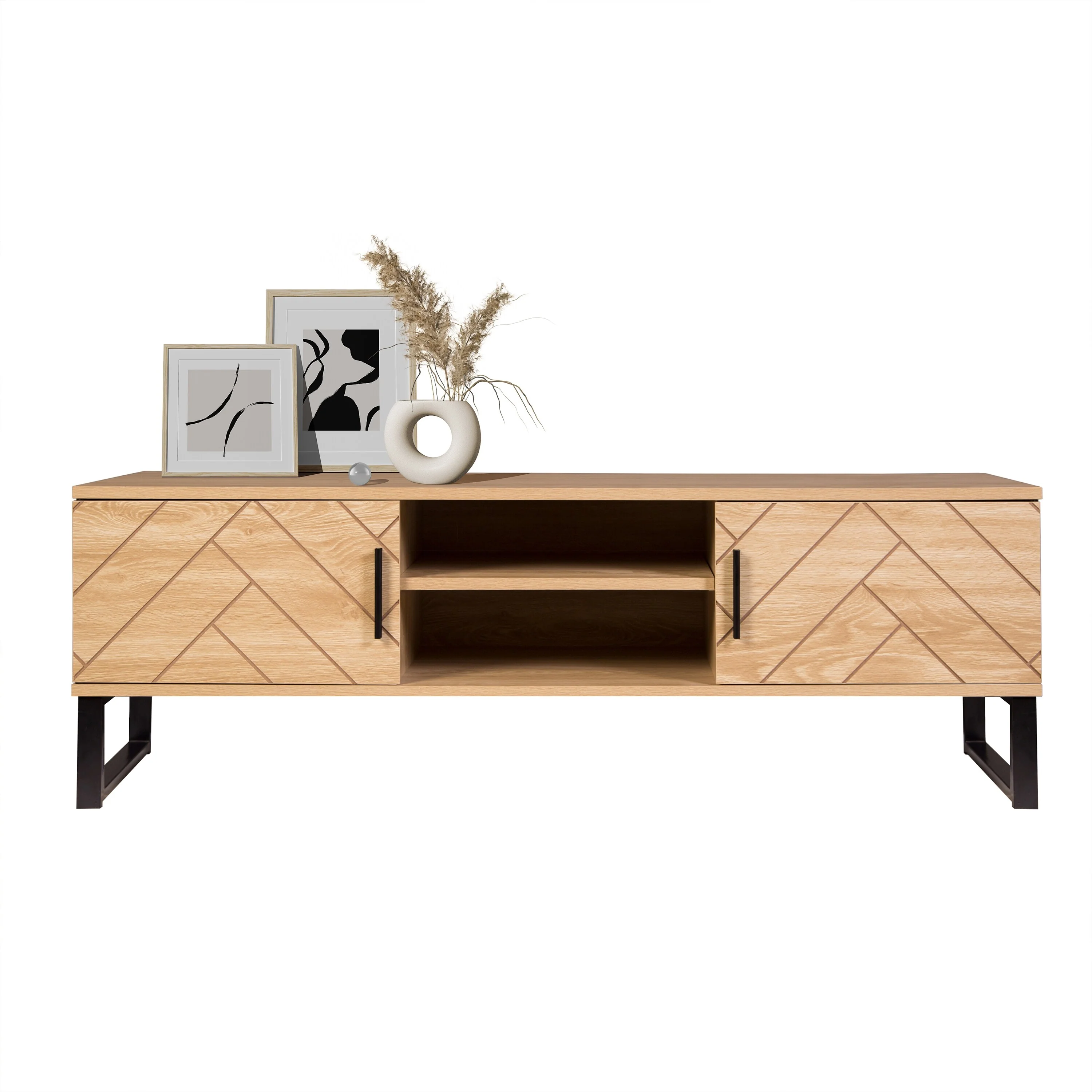 Bali Coastal Modern 2 Drawer Storage TV Stand