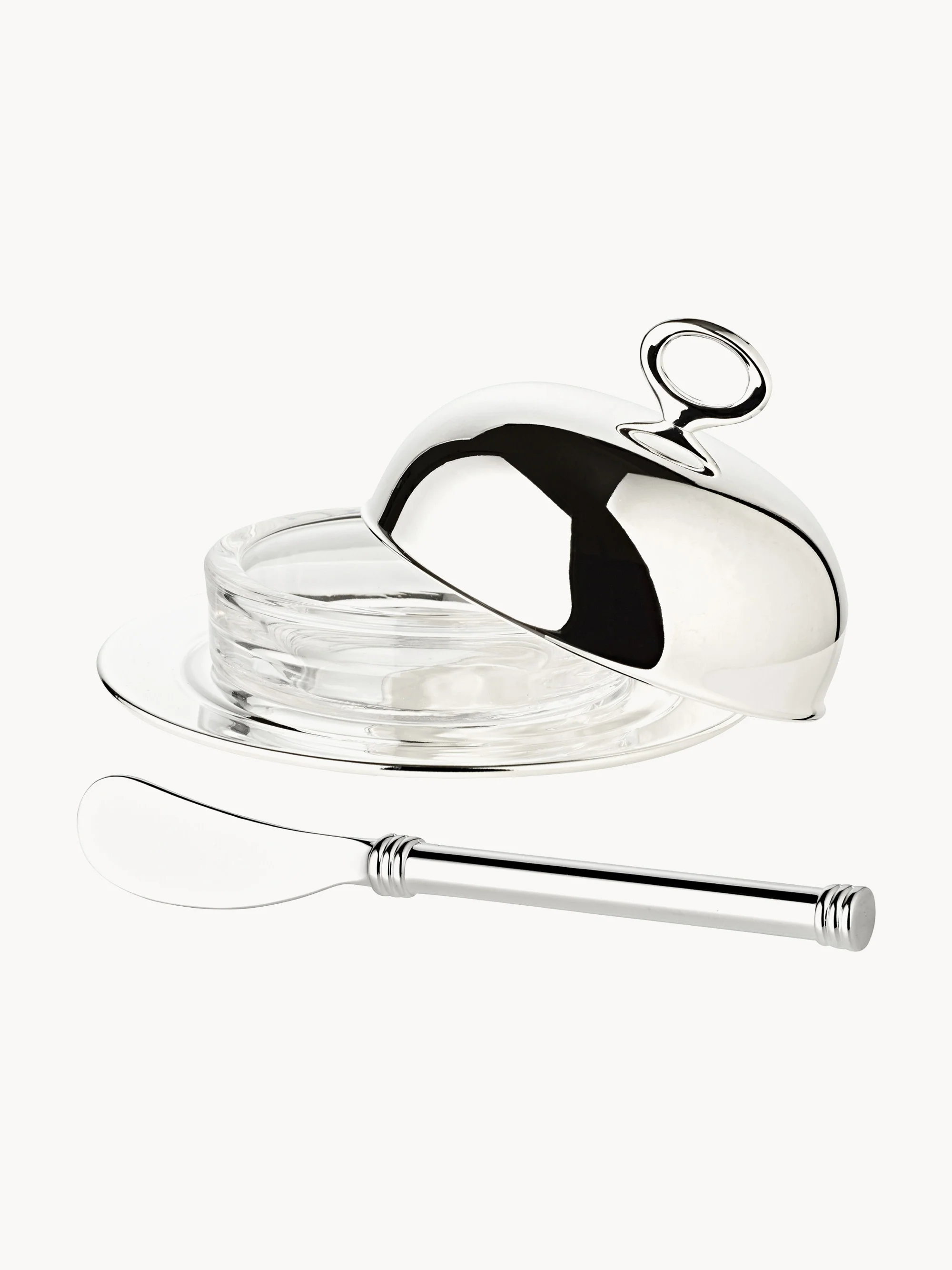 Versilbertes Butterdosen-Set Jago mit Messer, 4er-Set