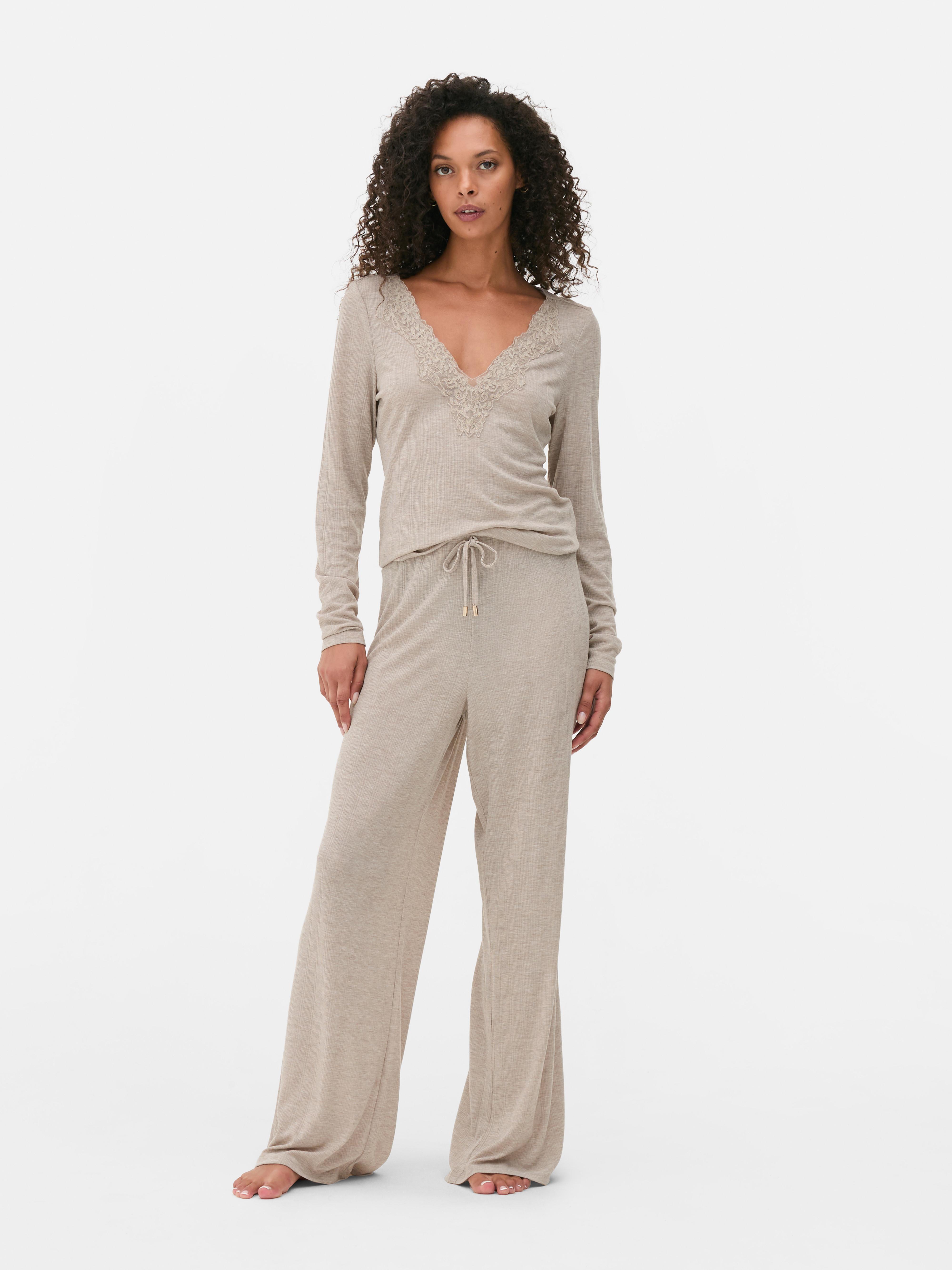 Wide Leg Drawstring Pajama Bottoms