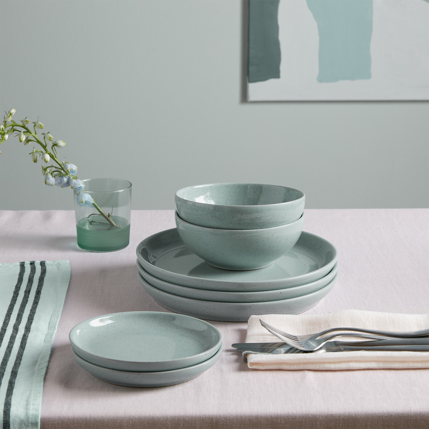 Teal Speckle 12 Piece Dinner Set
