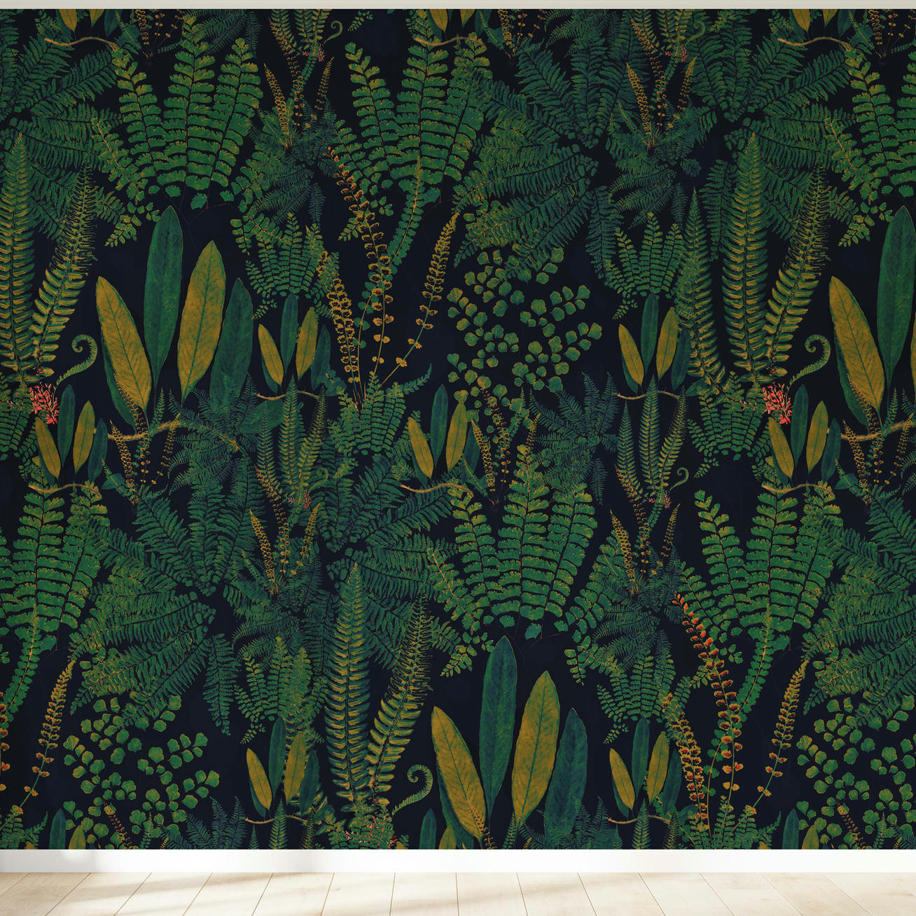 - Papier peint motifs fougeres bleu 425x260cm