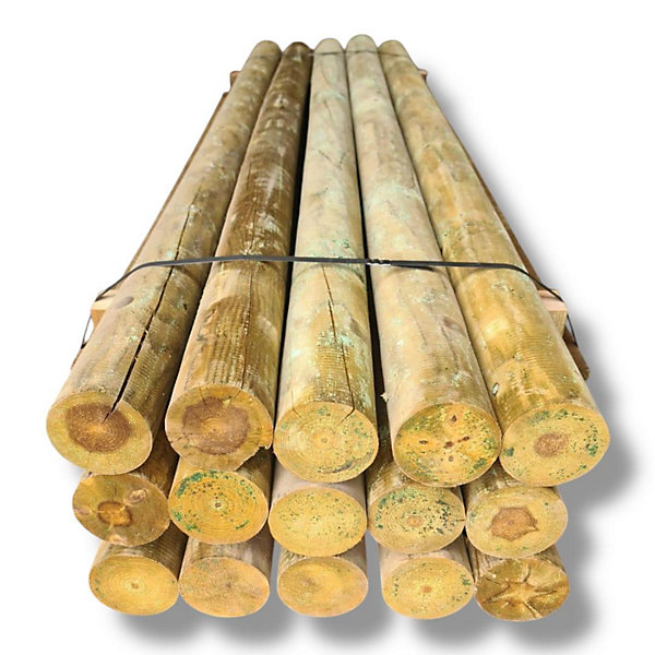 Palette de 88 poteaux ronds en pin traité 10x200 cm