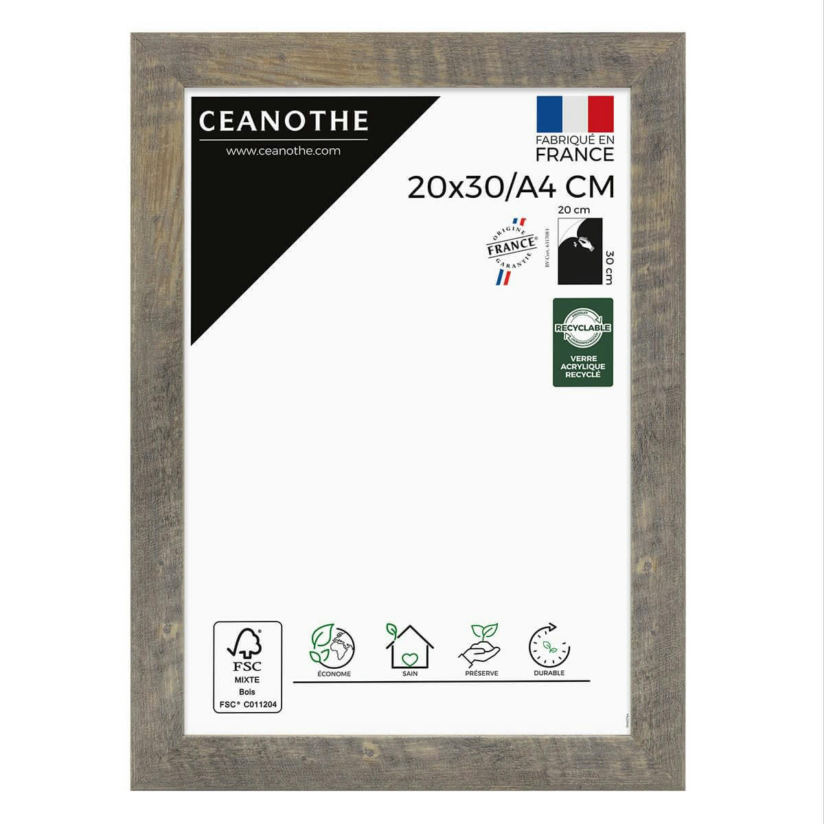 ALIZEE - Cadre photo brun 20x30 cm/A4 résine recyclée