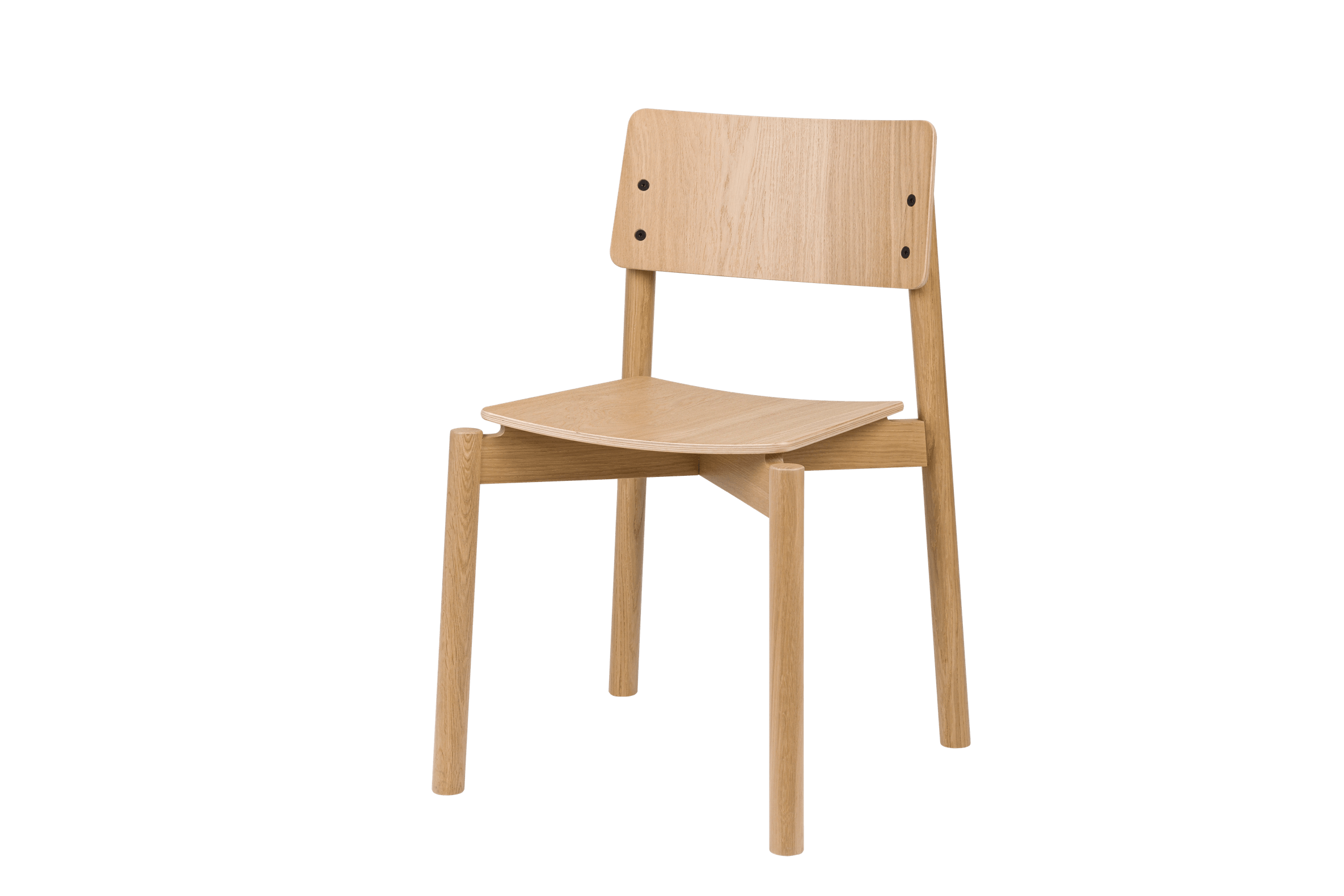 noo.ma Wem eetkamerstoel - ergonomisch gevormd multiplex met eikenfineer, massief eiken poten