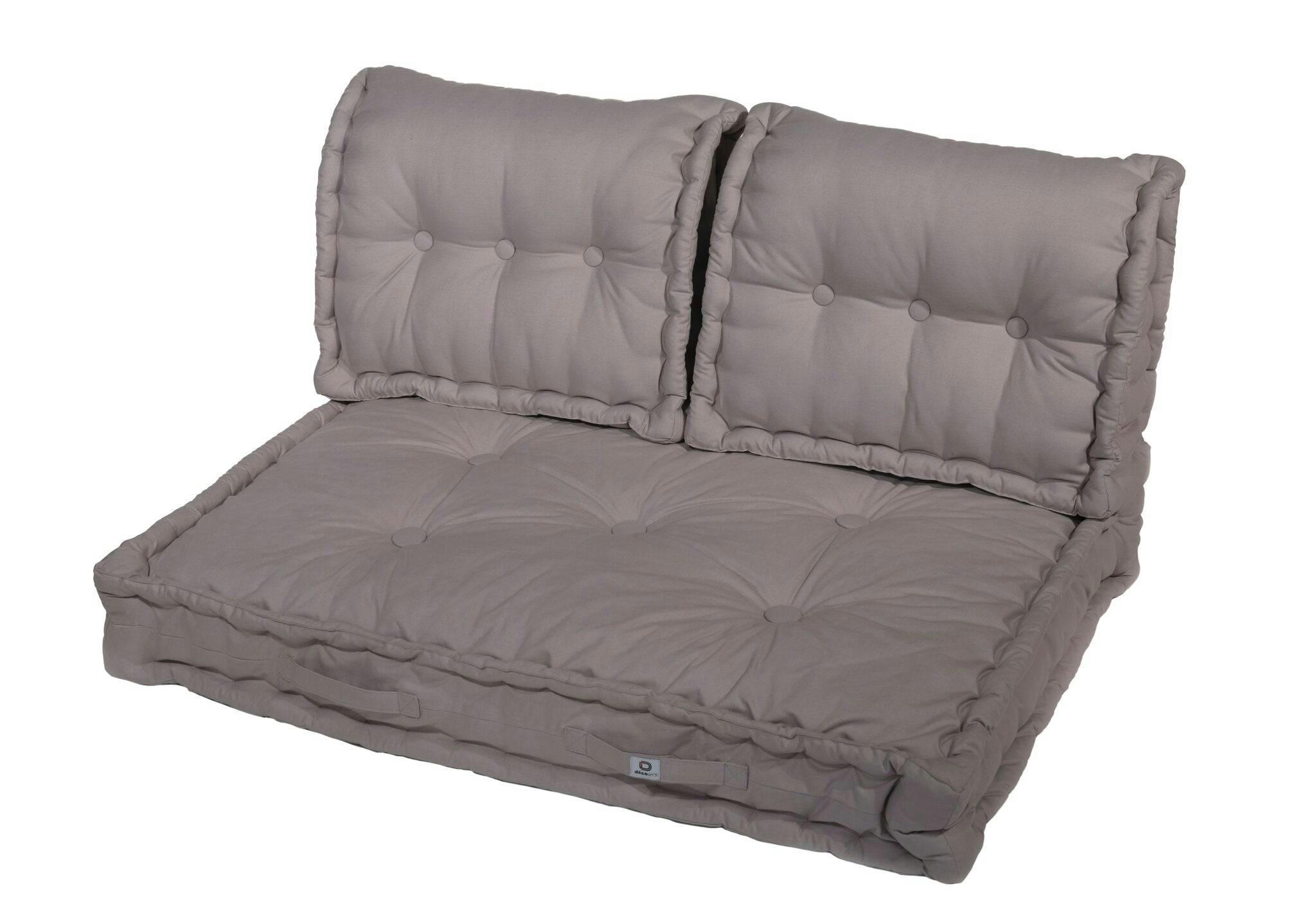 - Coussins pour palette capitonné en polyester 120x80x20cm gris