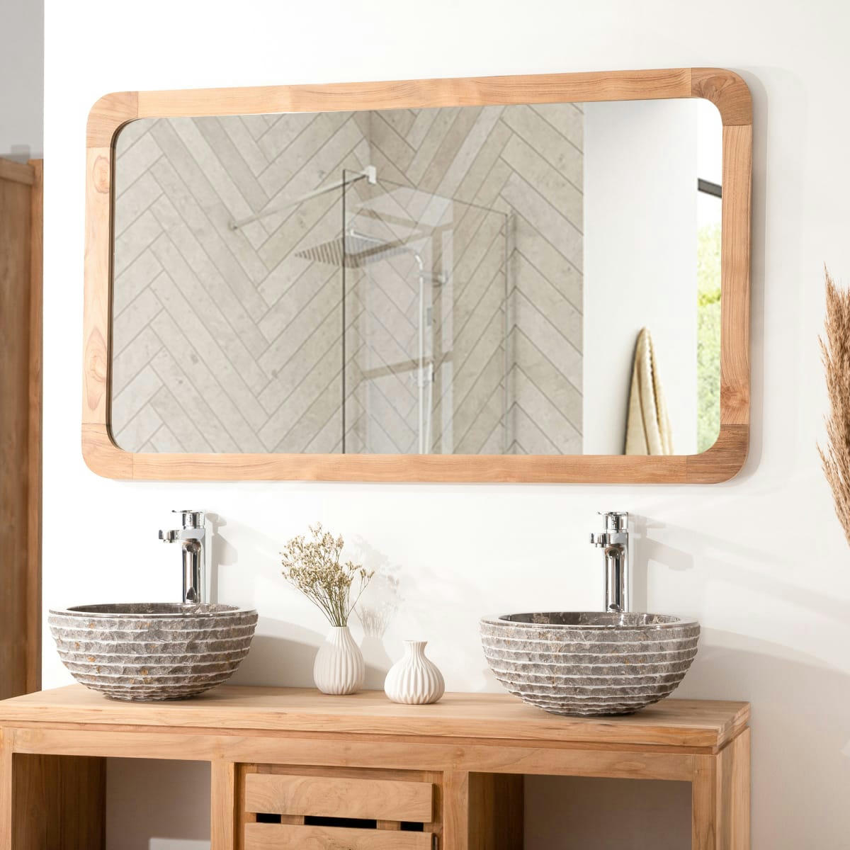 - Grand miroir teck 120 x 70