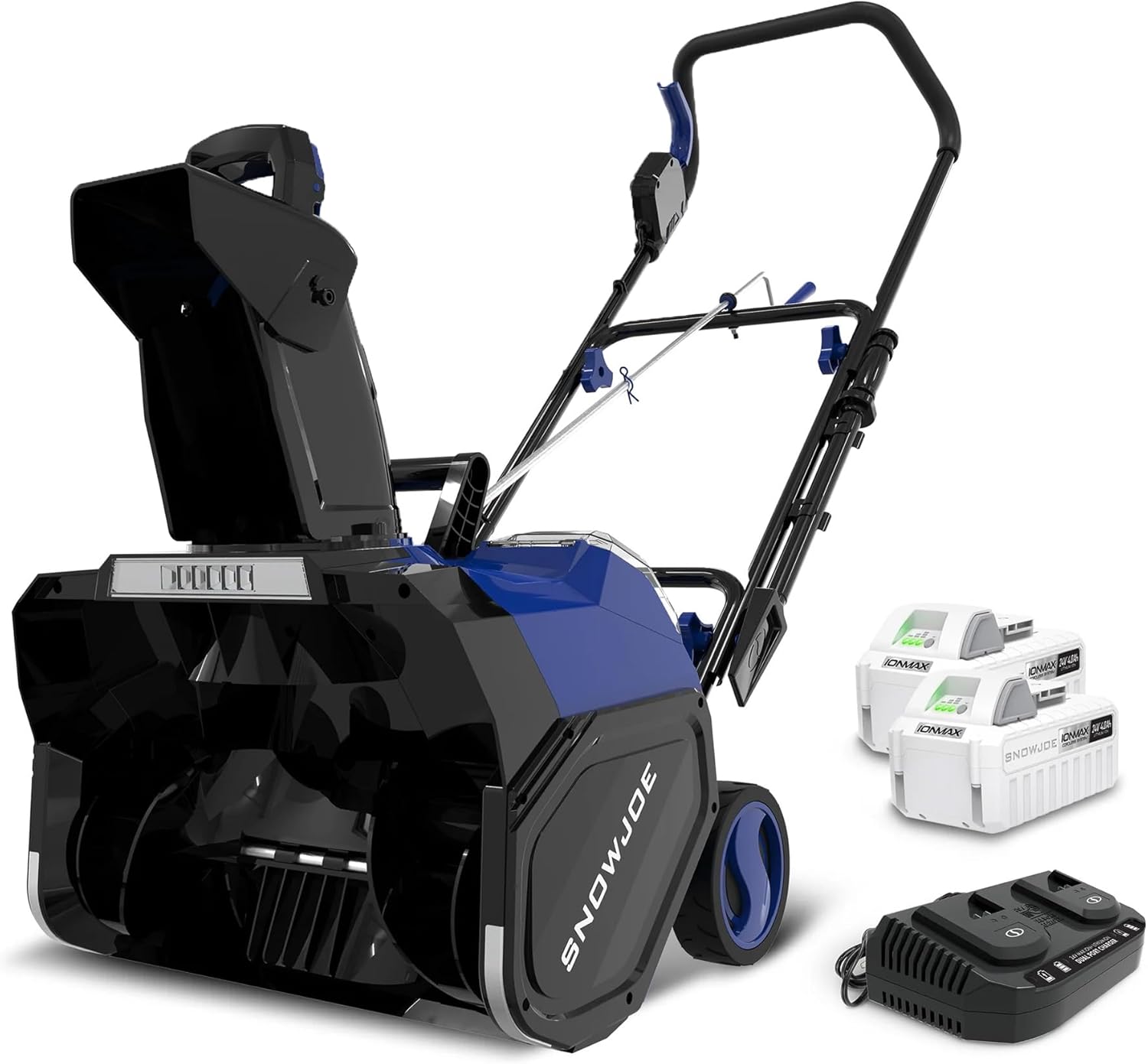 Snow Joe IONMAX 48V 18 Inch Cordless Electric Snow Blower Machine - Battery-Powered Single-Stage Thrower with LED Light and Wheels for Driveway Clearing  24V-X2-SB18-GO