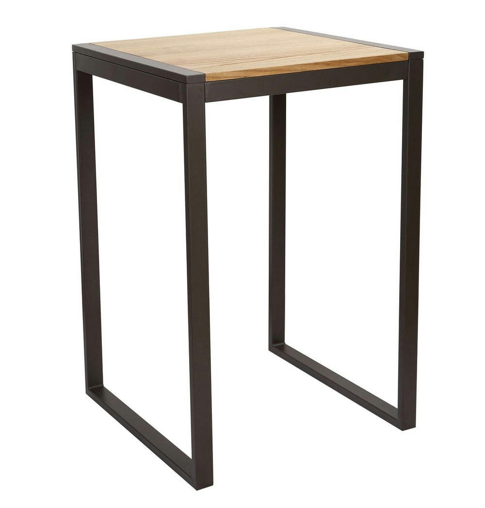 NEVADA - Mange debout carré 70 cm acier/bois massif clair