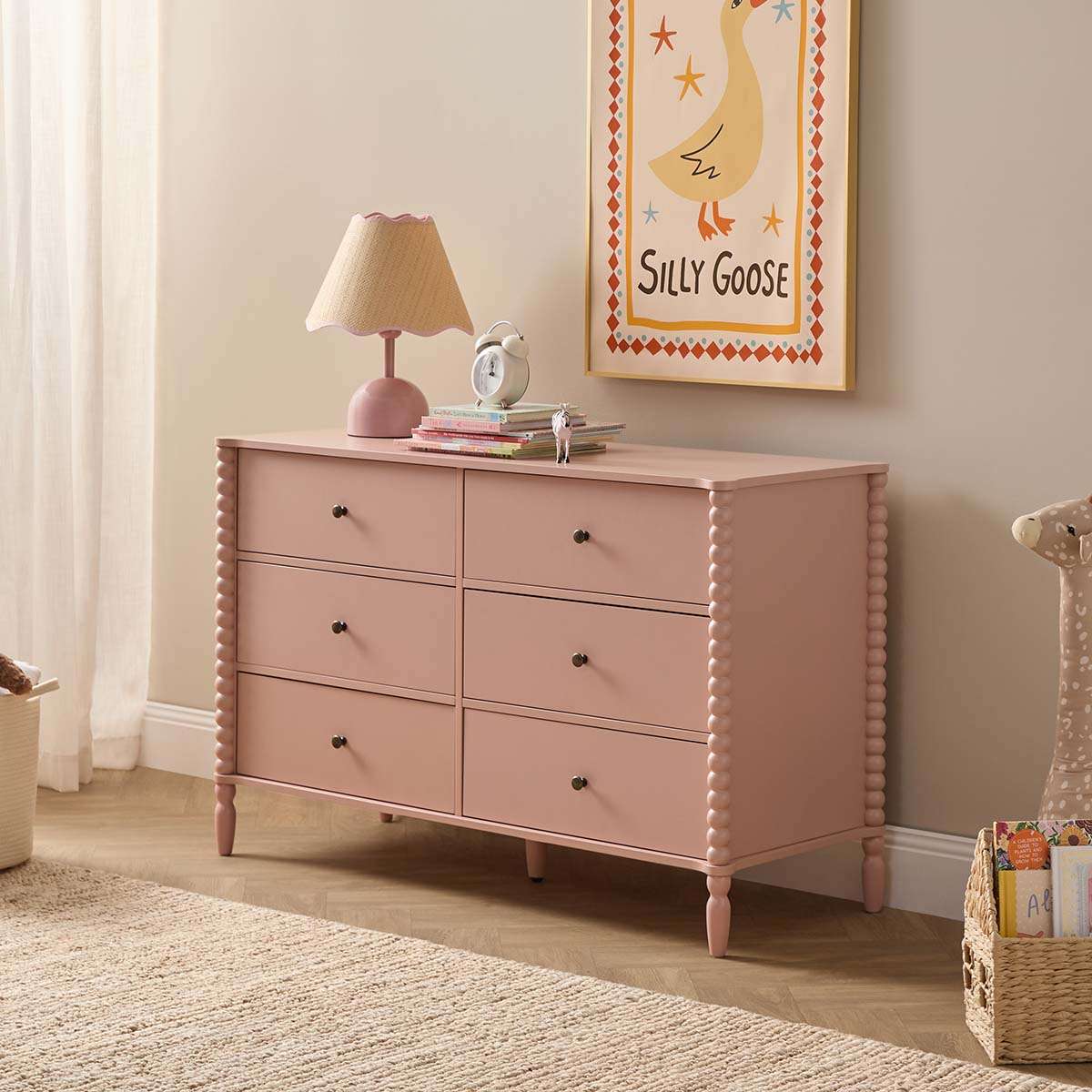 Betti Bobbin Six Drawer - Pink