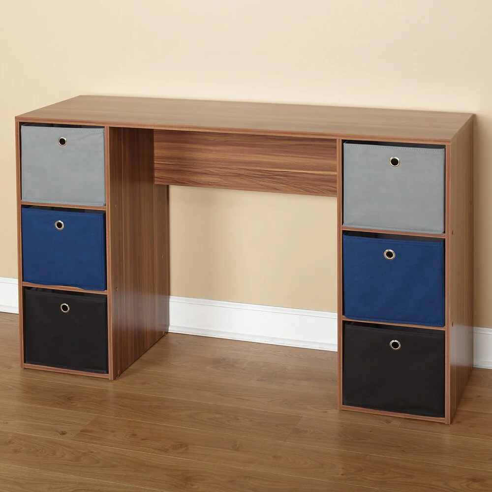 Simple Living Jolie Student Writing Desk with Six Fabric Bins - N/A