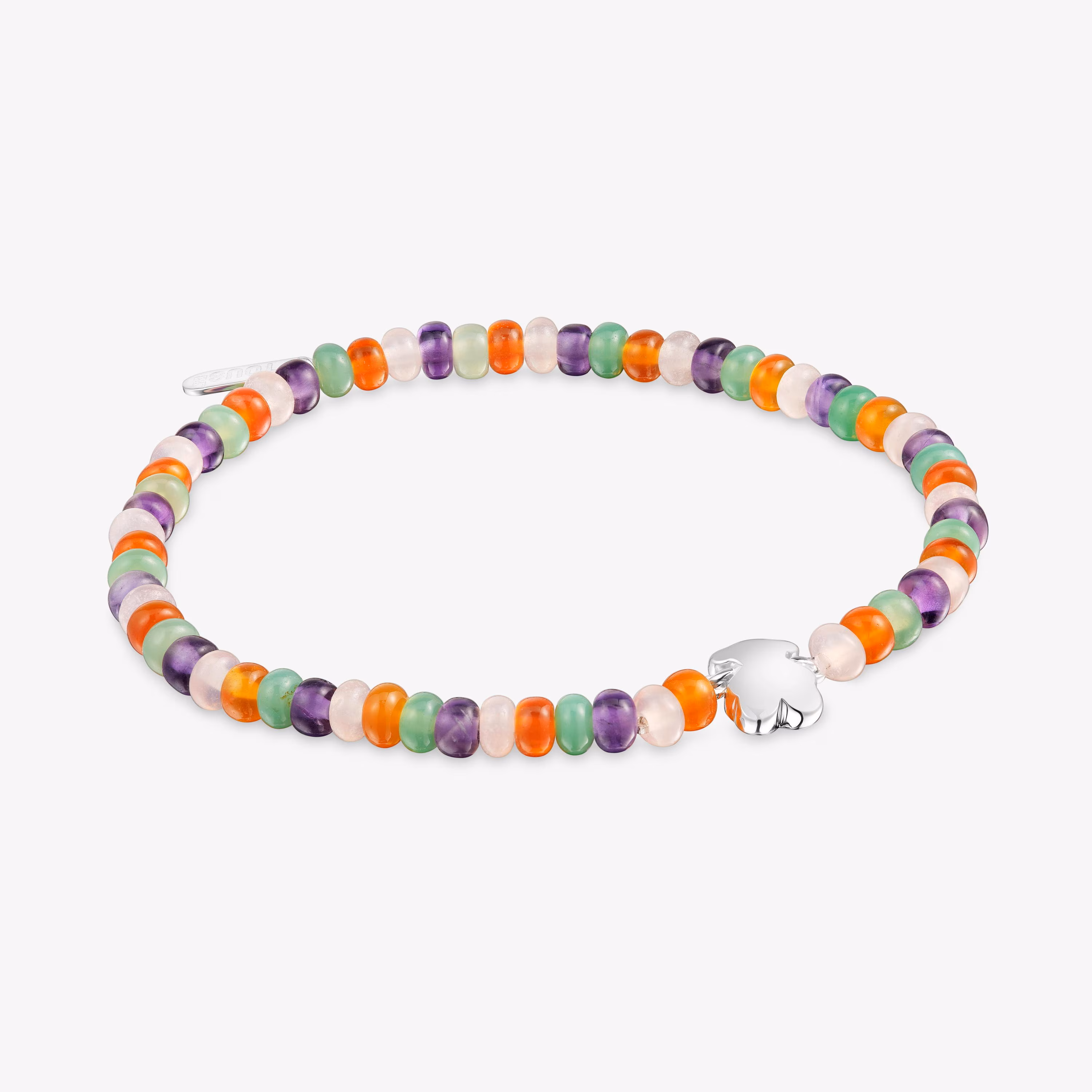 Pulsera elástica con gemas y motivo oso de plata Bold Motif