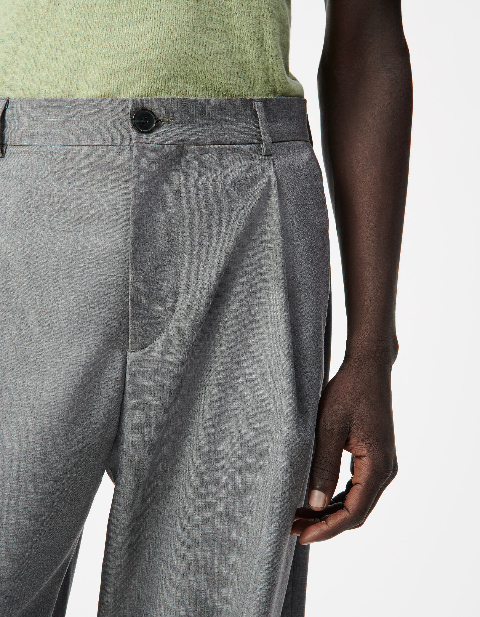 Pantalon de costume gris avec plis Homme