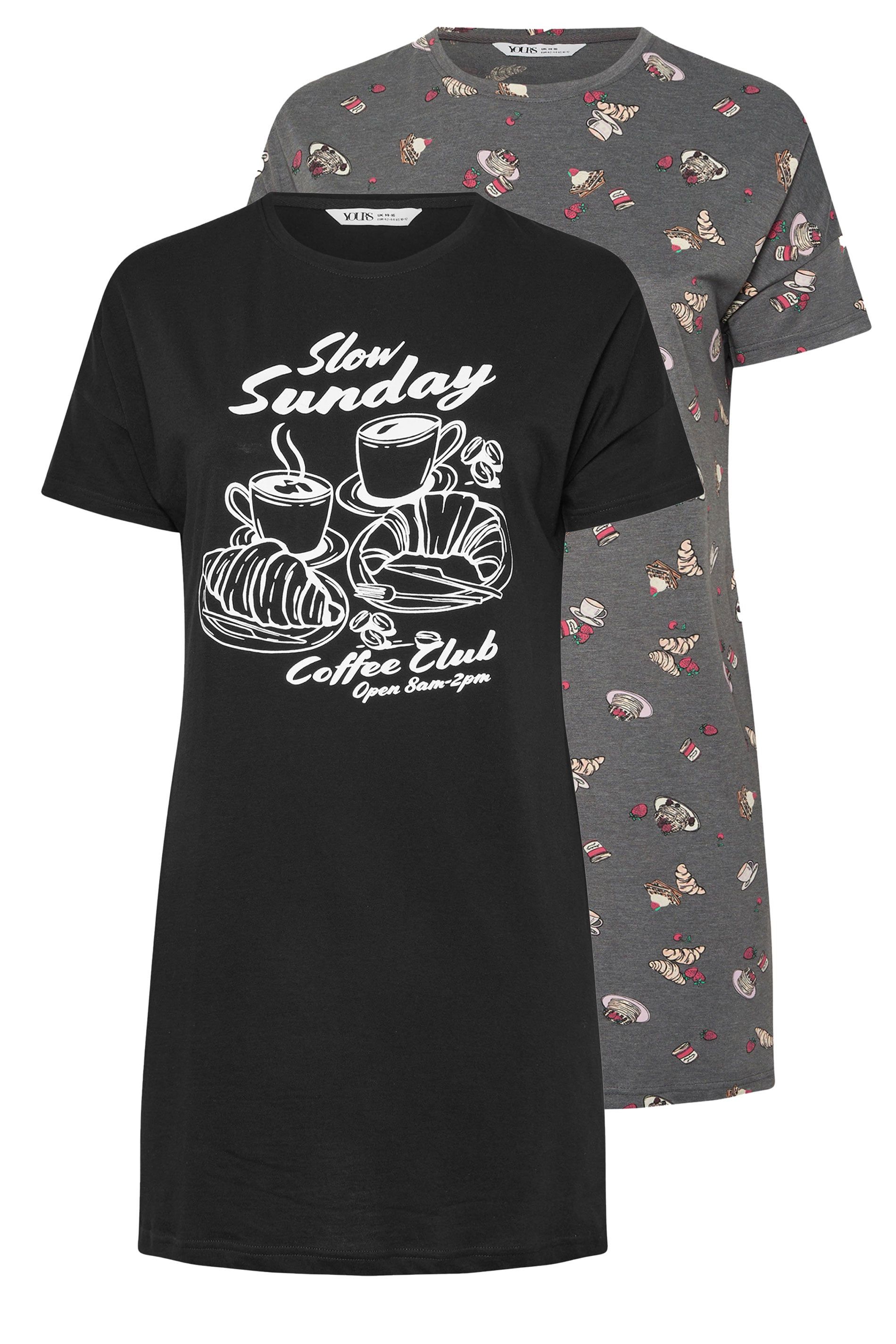 Yours 2 Pack 'Coffee Club' Sleep Tee Nightdresses