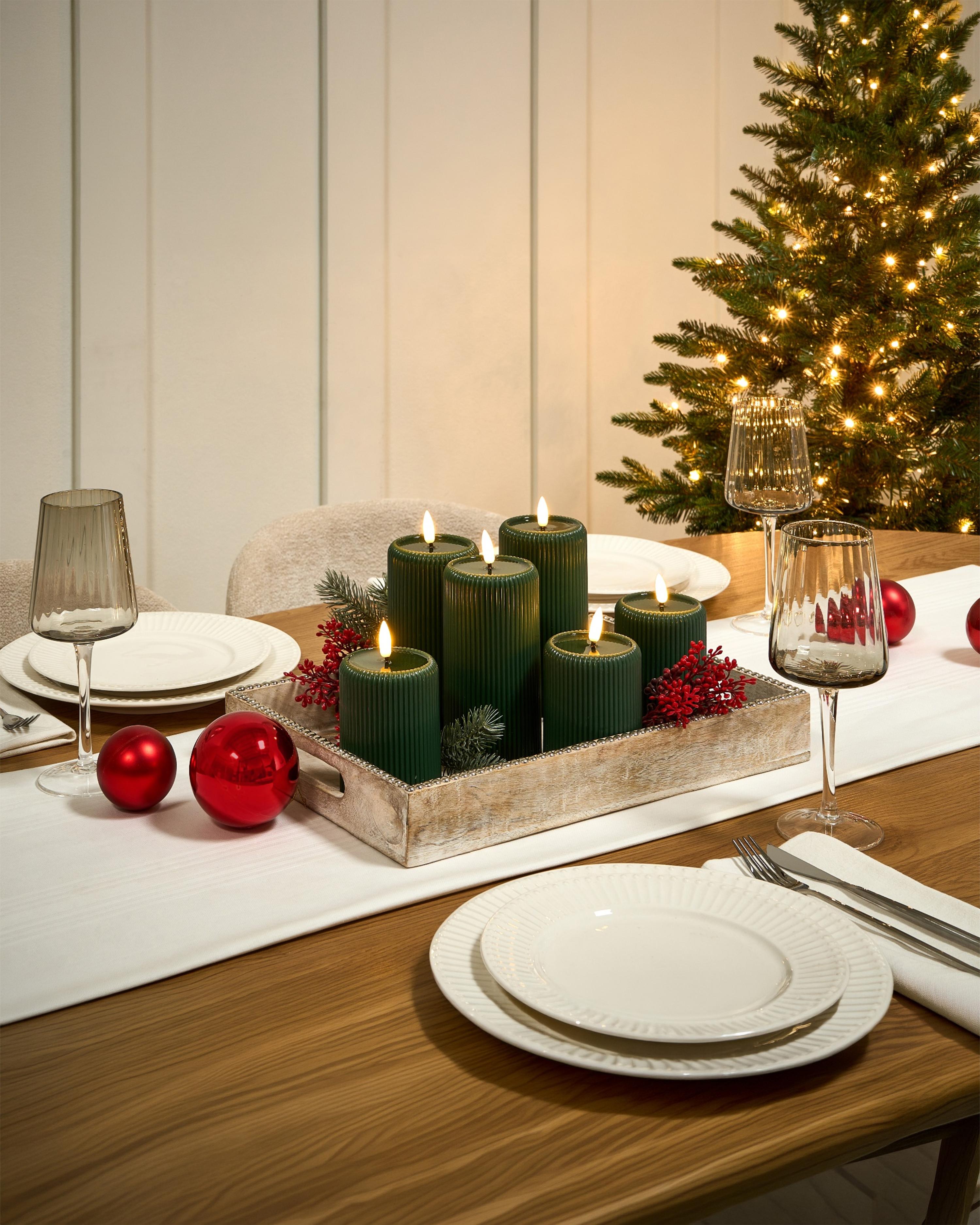 Set of 6 LED Candles NOISETTE 10/16 cm Green