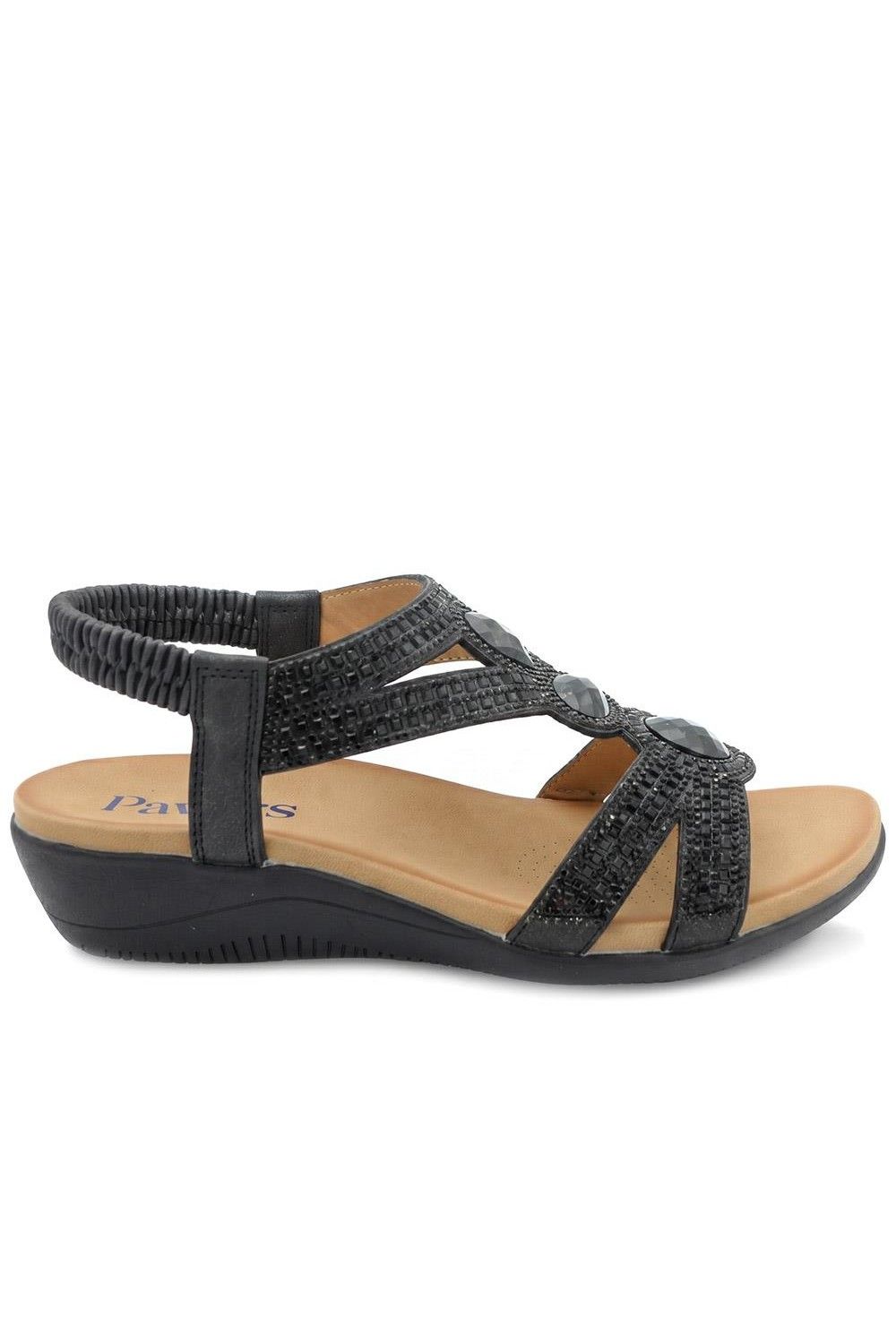 Pavers Elasticated Wedge Sandals with Cushioned Insole