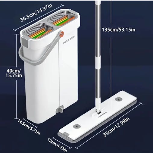 NNETM Flat Mop and Bucket Set with 3 Microfiber Pads