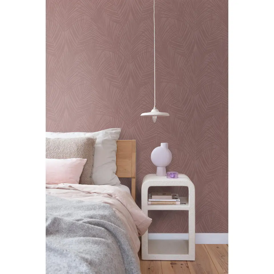 ESTAhome behang palmbladeren oudroze - 53 cm x 10.05 m