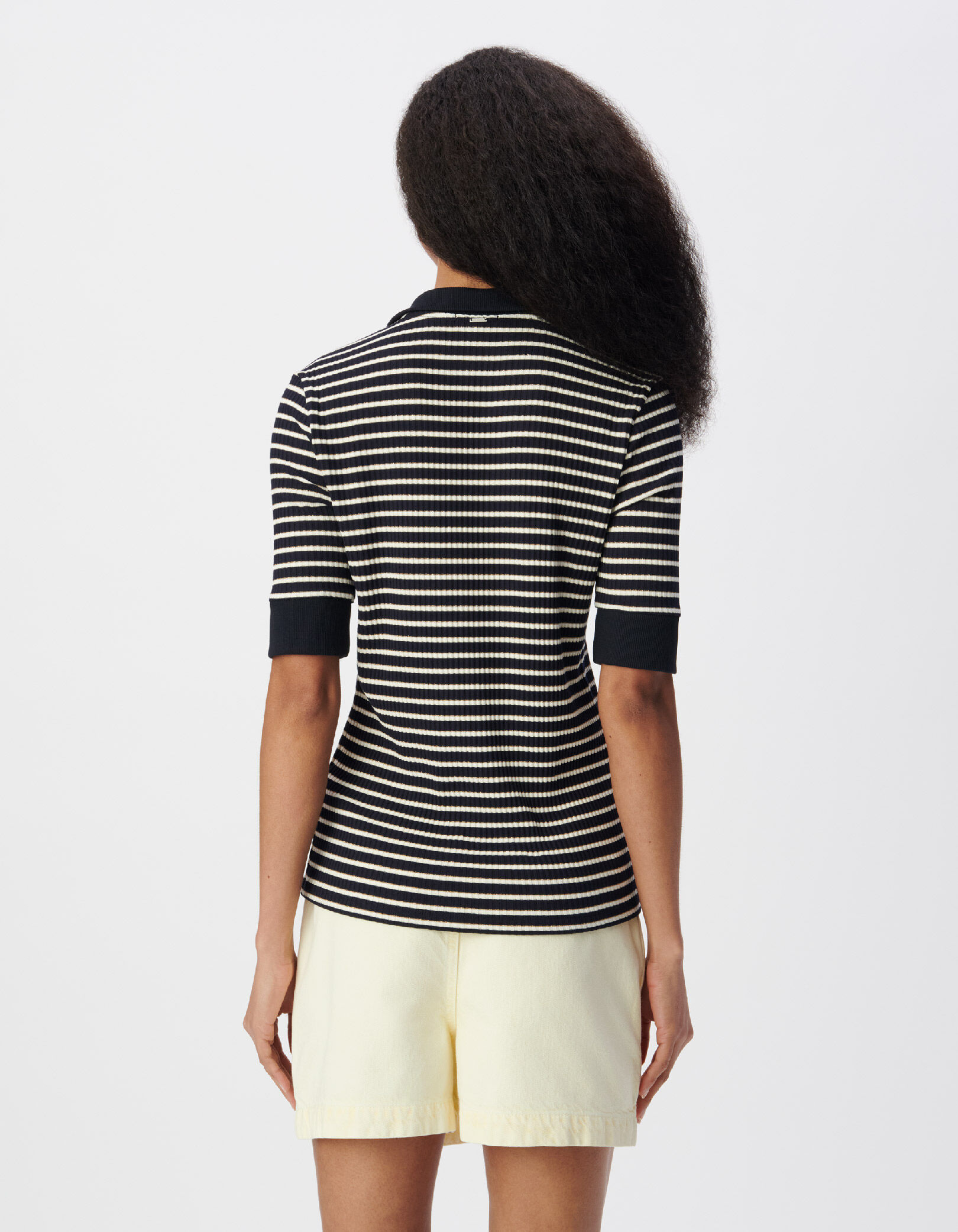 Tee-shirt marinière à col zippé Femme