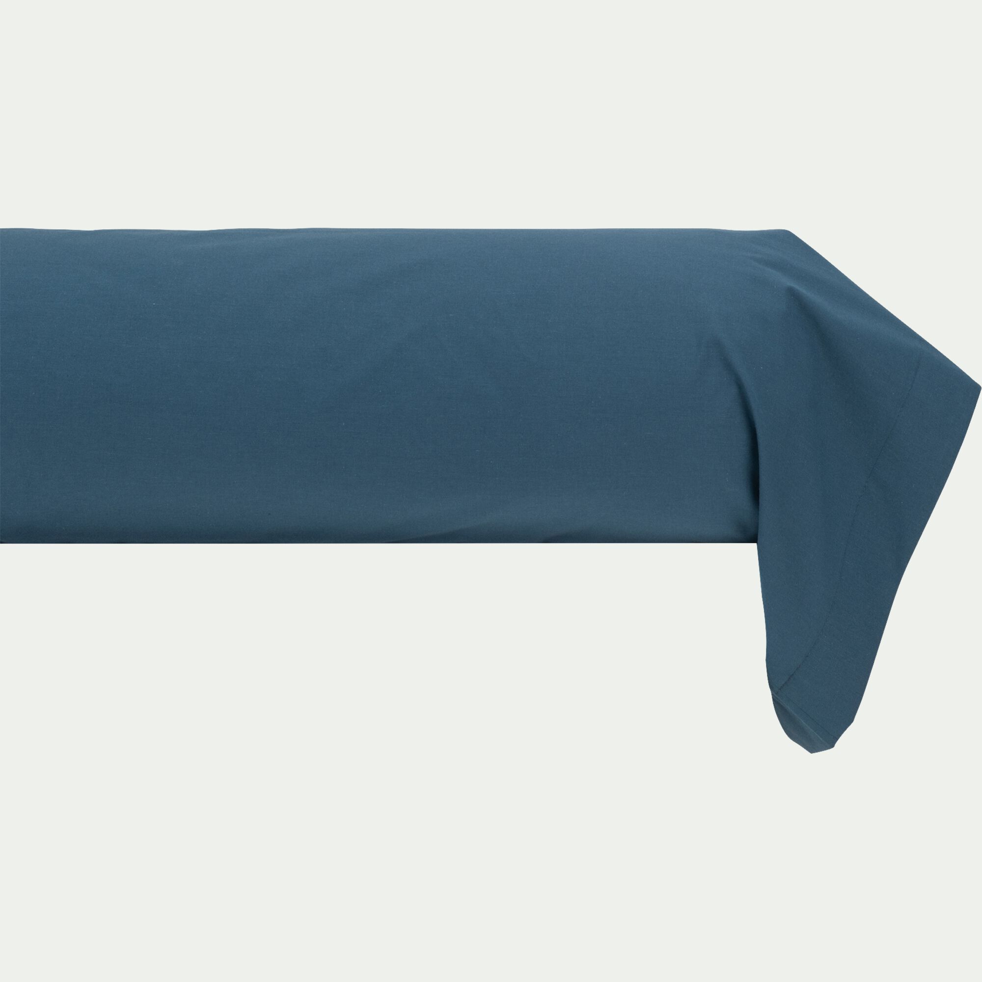 FLORE - Taie de traversin en percale de coton - bleu figuerolles 43x190cm