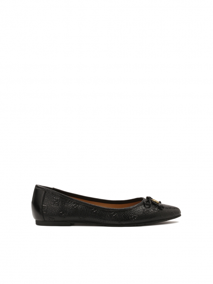 Black ballerinas with embossed pattern