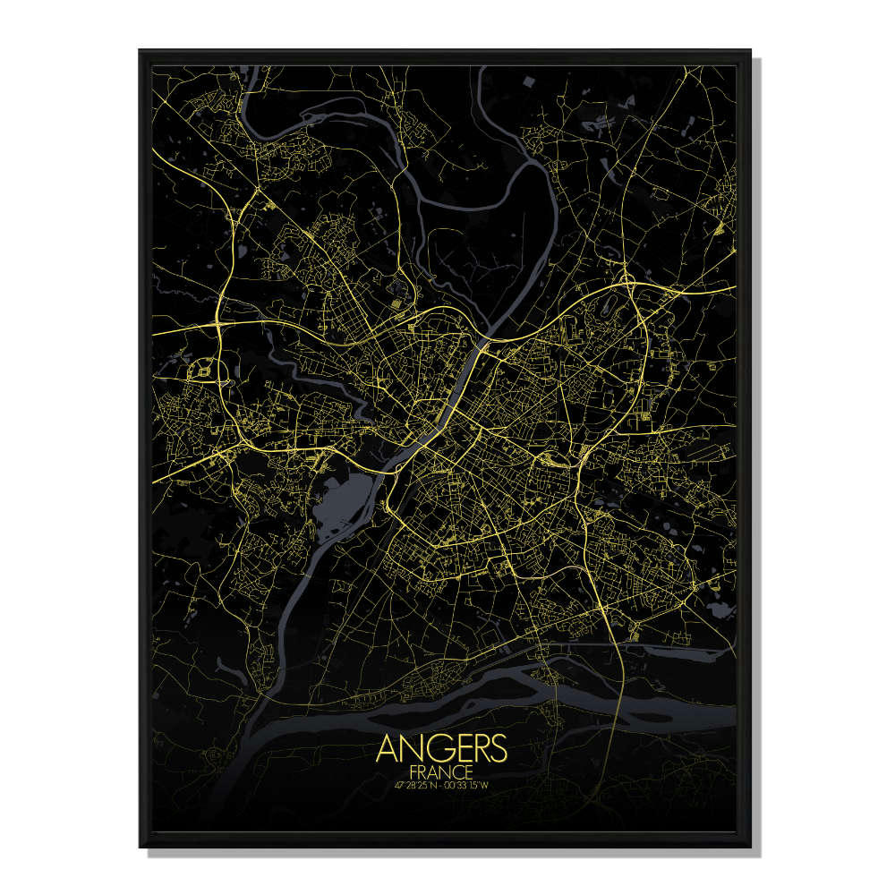 - Affiche Angers Carte Nuit 40x50